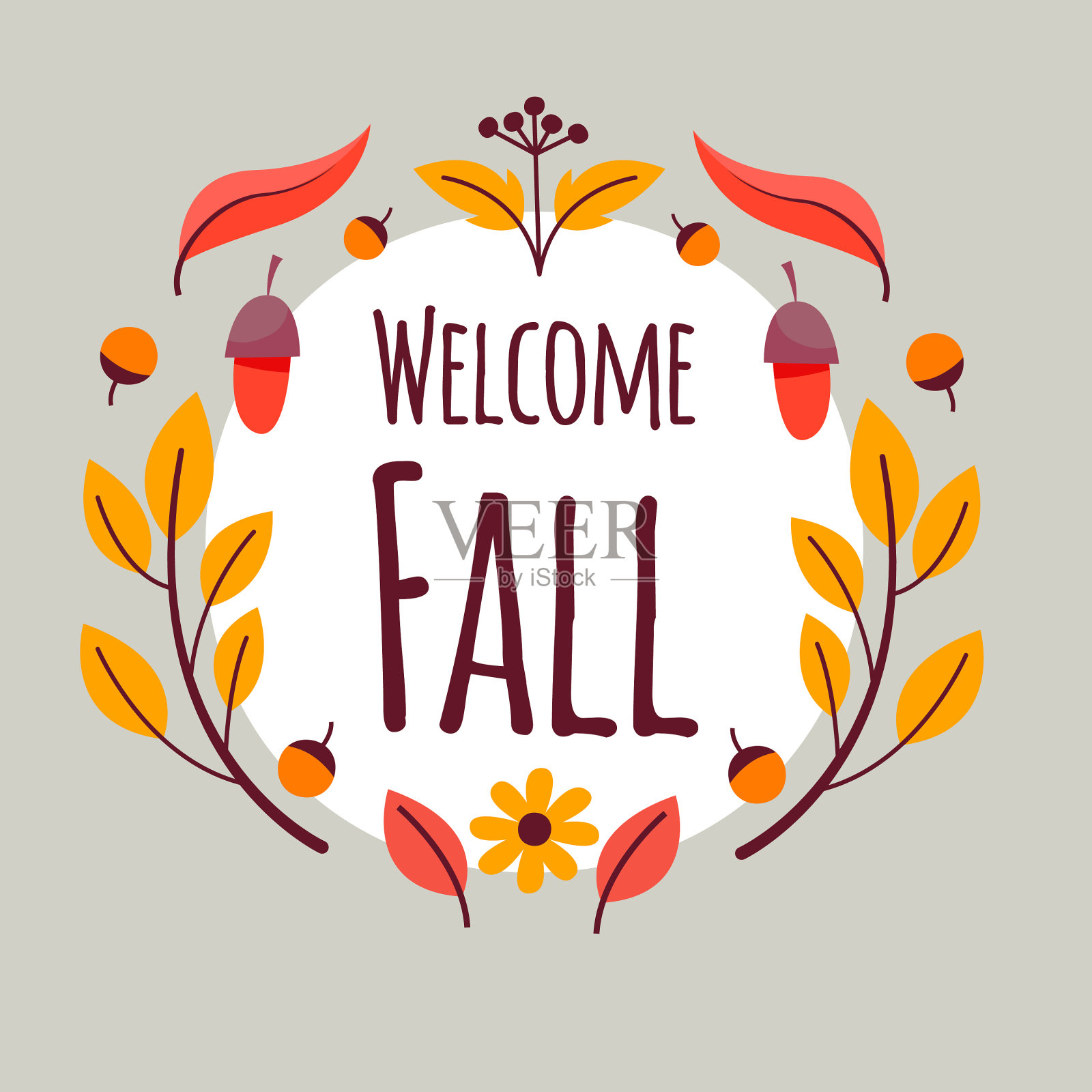 秋天的标签设计插画图片素材