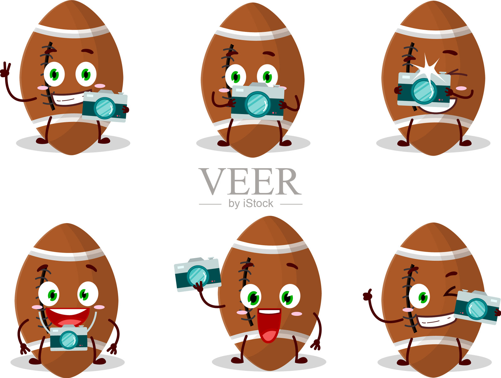 摄影师专业表情符号与新橄榄球插画图片素材