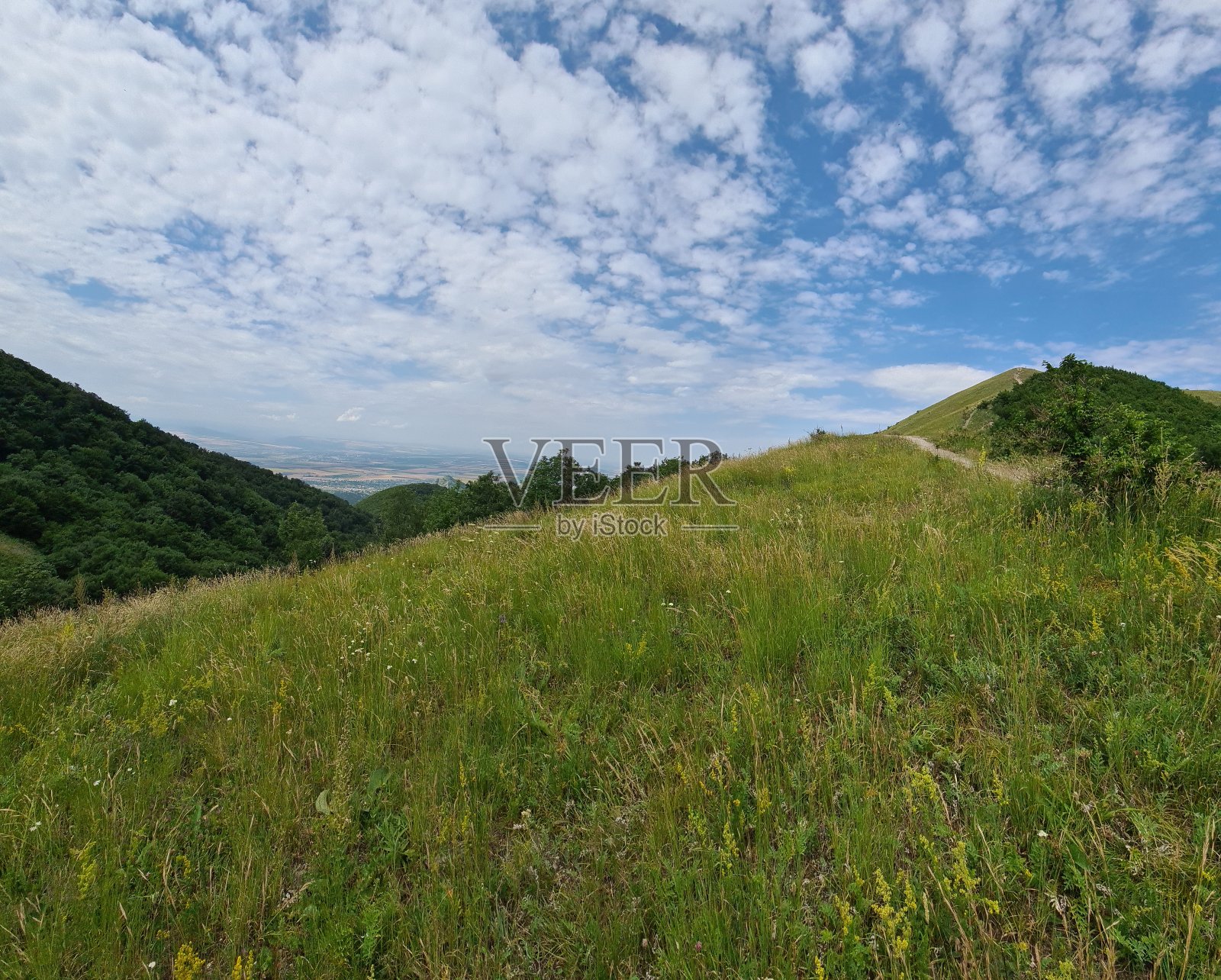 高加索矿泉水地区的美丽景色。俄罗斯，贝斯特山从山上俯瞰山景高加索矿泉水移动照片无人垂直复制空间空白spase为文本照片摄影图片