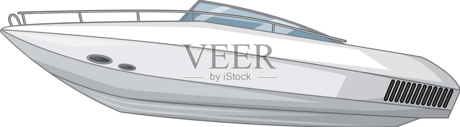 快艇或摩托艇被隔离在白色上设计元素图片