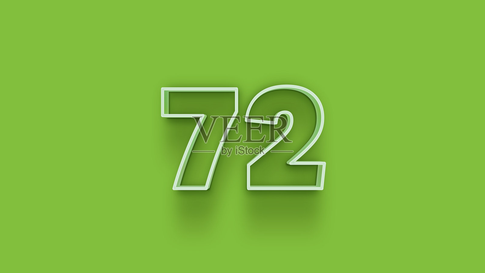 绿色3d数字72孤立的绿色背景优惠券72 3d数字渲染折扣收集为您独特的销售海报，横幅广告，圣诞节，圣诞节销售和更多插画图片素材