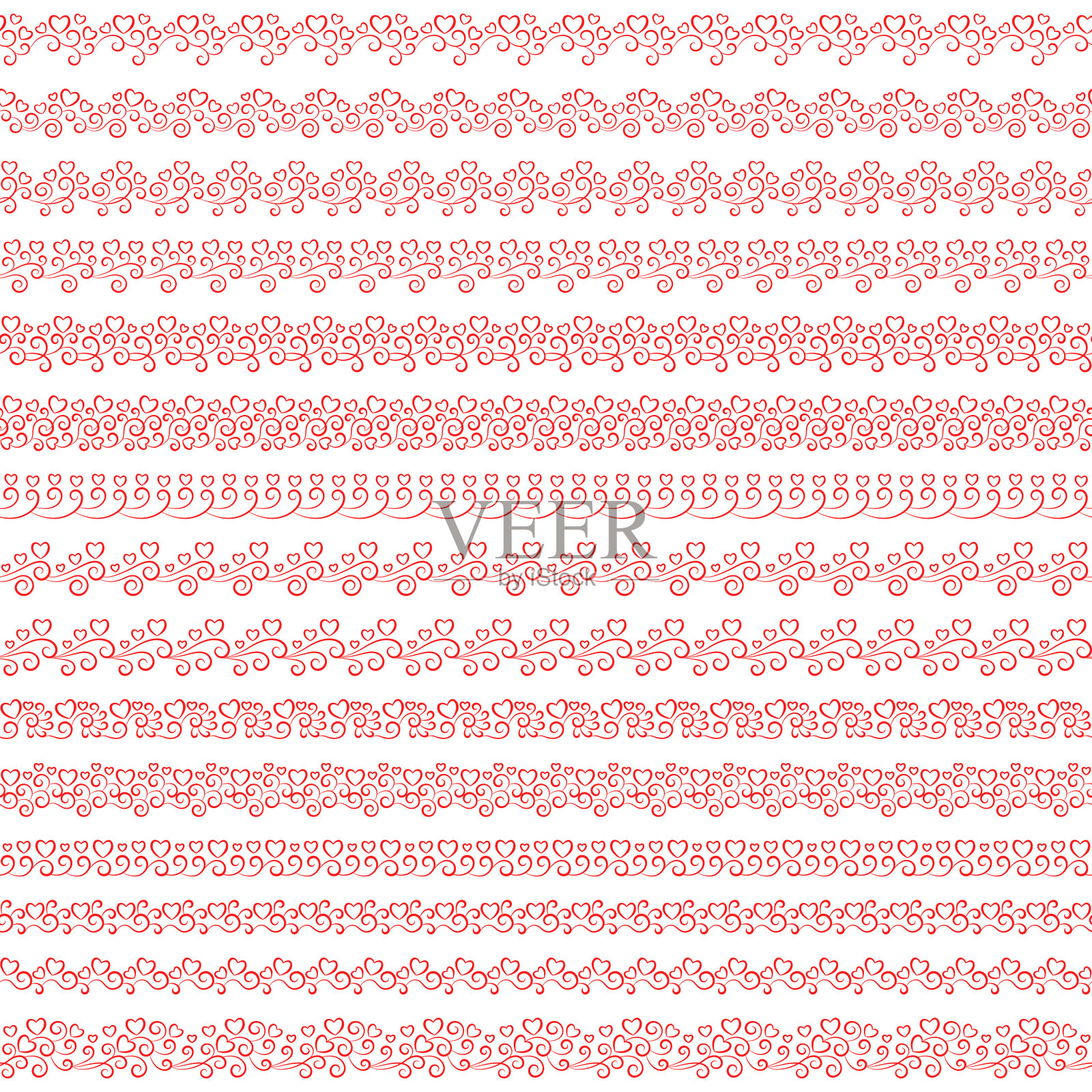 矢量集无缝复古笔刷与心。文件中包含的画笔插画图片素材