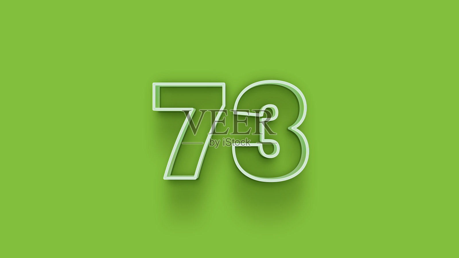 绿色3d数字73孤立的绿色背景优惠券73 3d数字渲染折扣收集为您独特的销售海报，横幅广告，圣诞节，圣诞节销售和更多插画图片素材
