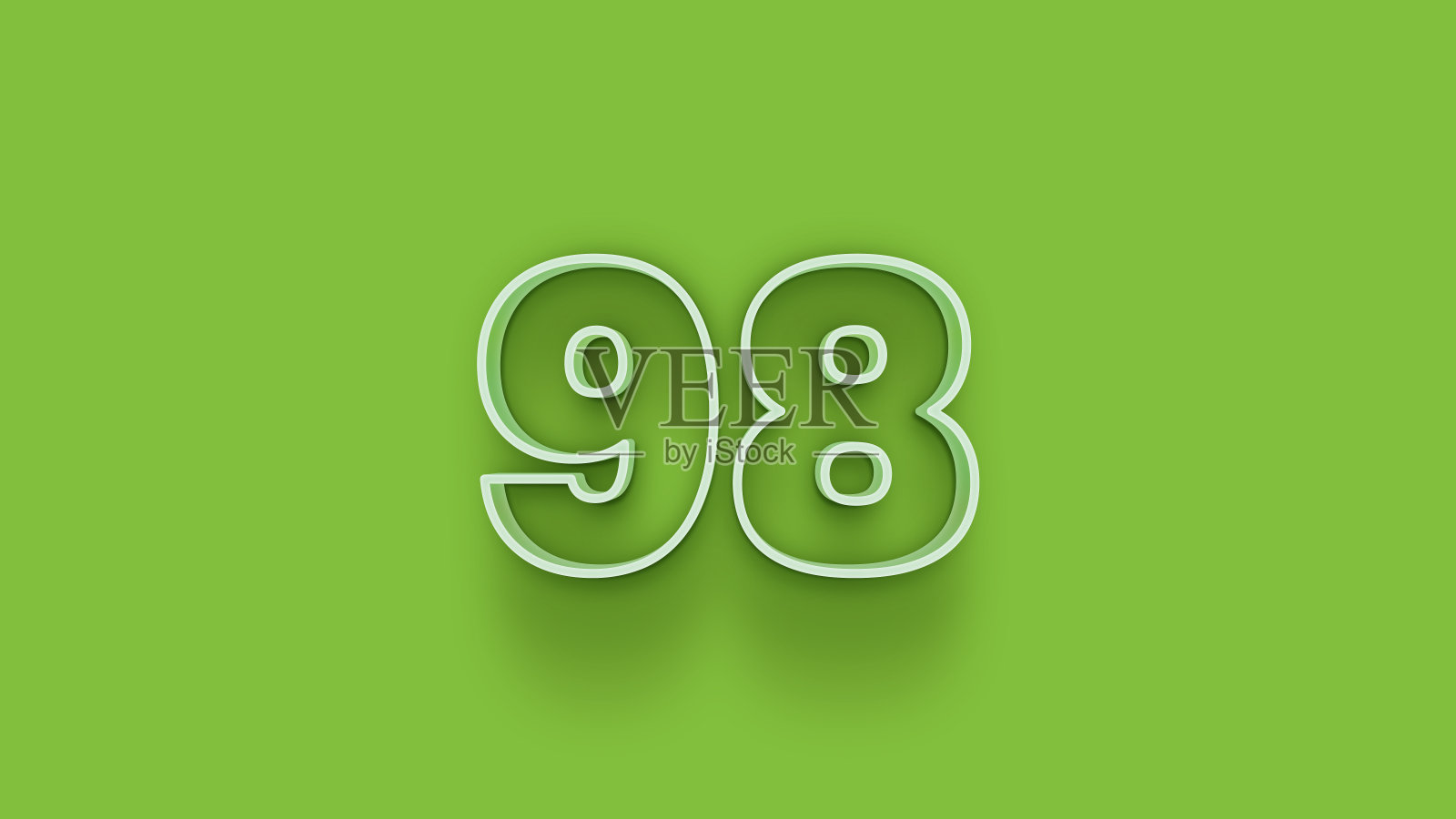 绿色3d数字98孤立的绿色背景优惠券98 3d数字渲染折扣收集为您独特的销售海报，横幅广告，圣诞节，圣诞节销售和更多插画图片素材