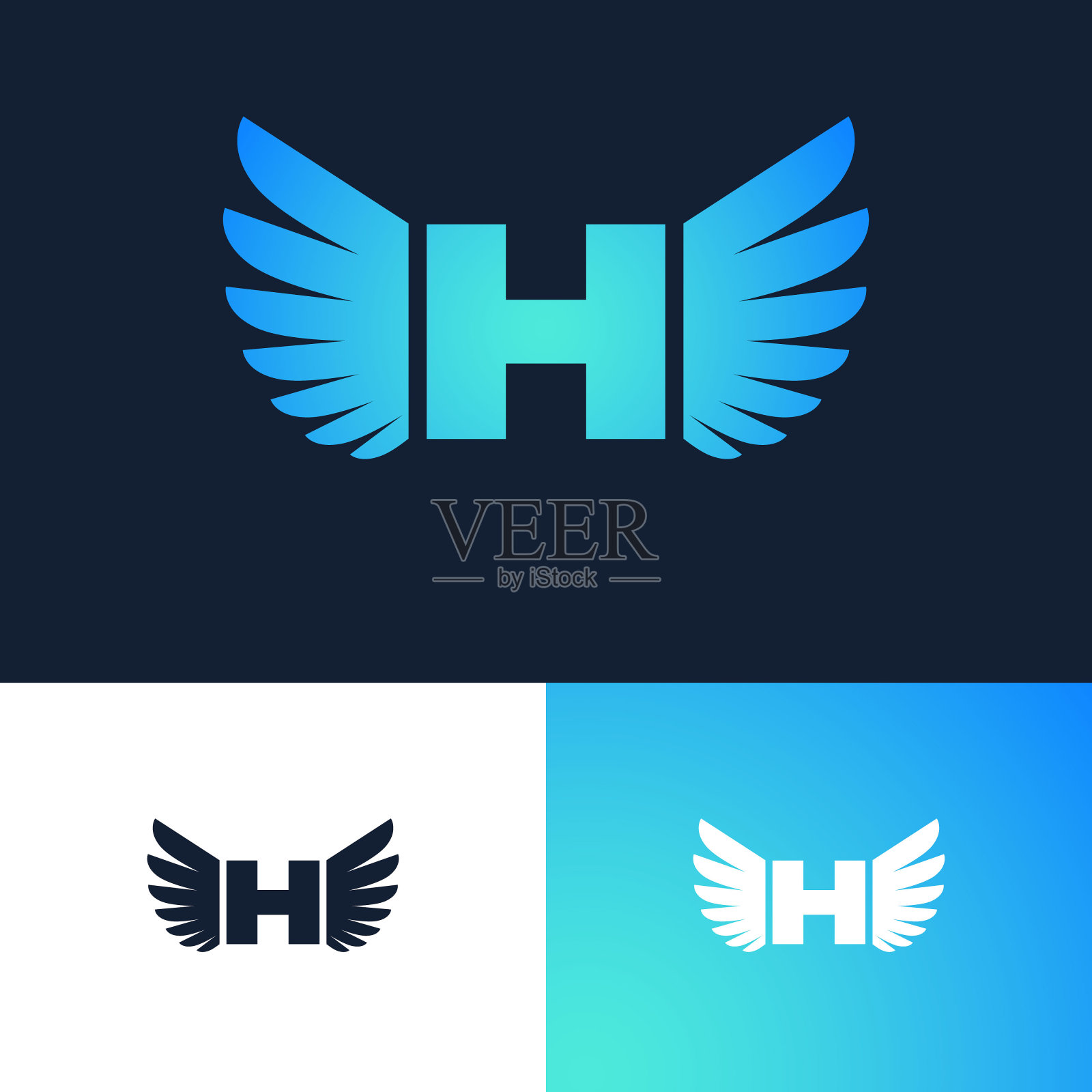 字母H和字母翅膀。天堂的象征。插画图片素材