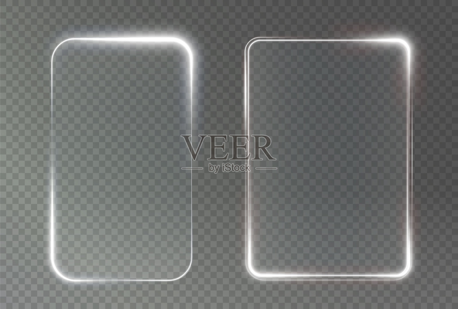 未来主义hud浅白色框架的集合。PNG技术背景。浅白色框架正方形，椭圆形，长方形，圆形。住房和城市发展部PNG插画图片素材