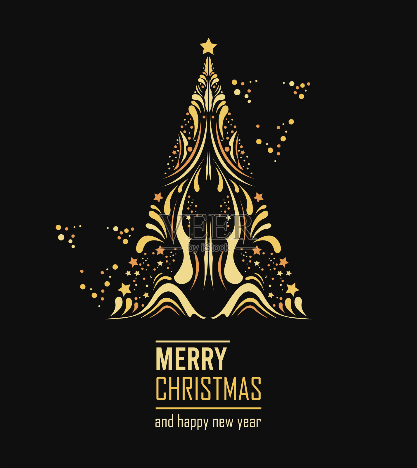 金色圣诞树装饰设计模板素材