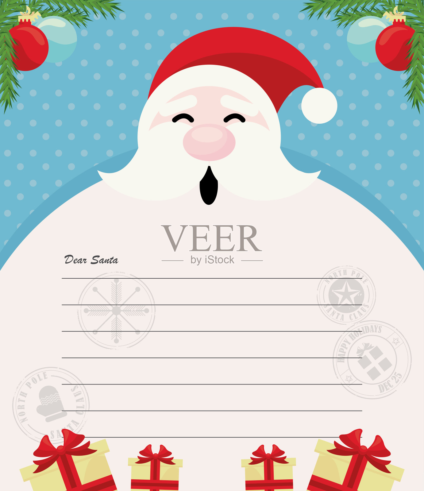 可爱的圣诞老人信件模板设计模板素材