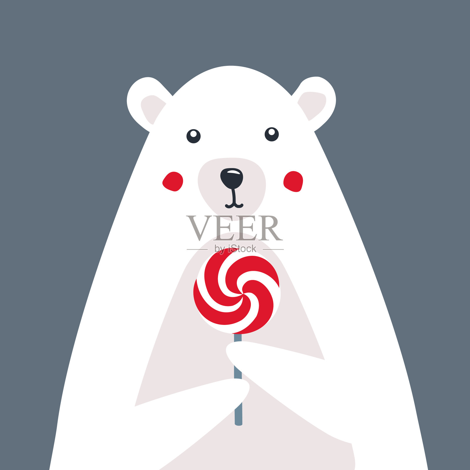 可爱的北极熊卡通人物向量卡插画图片素材