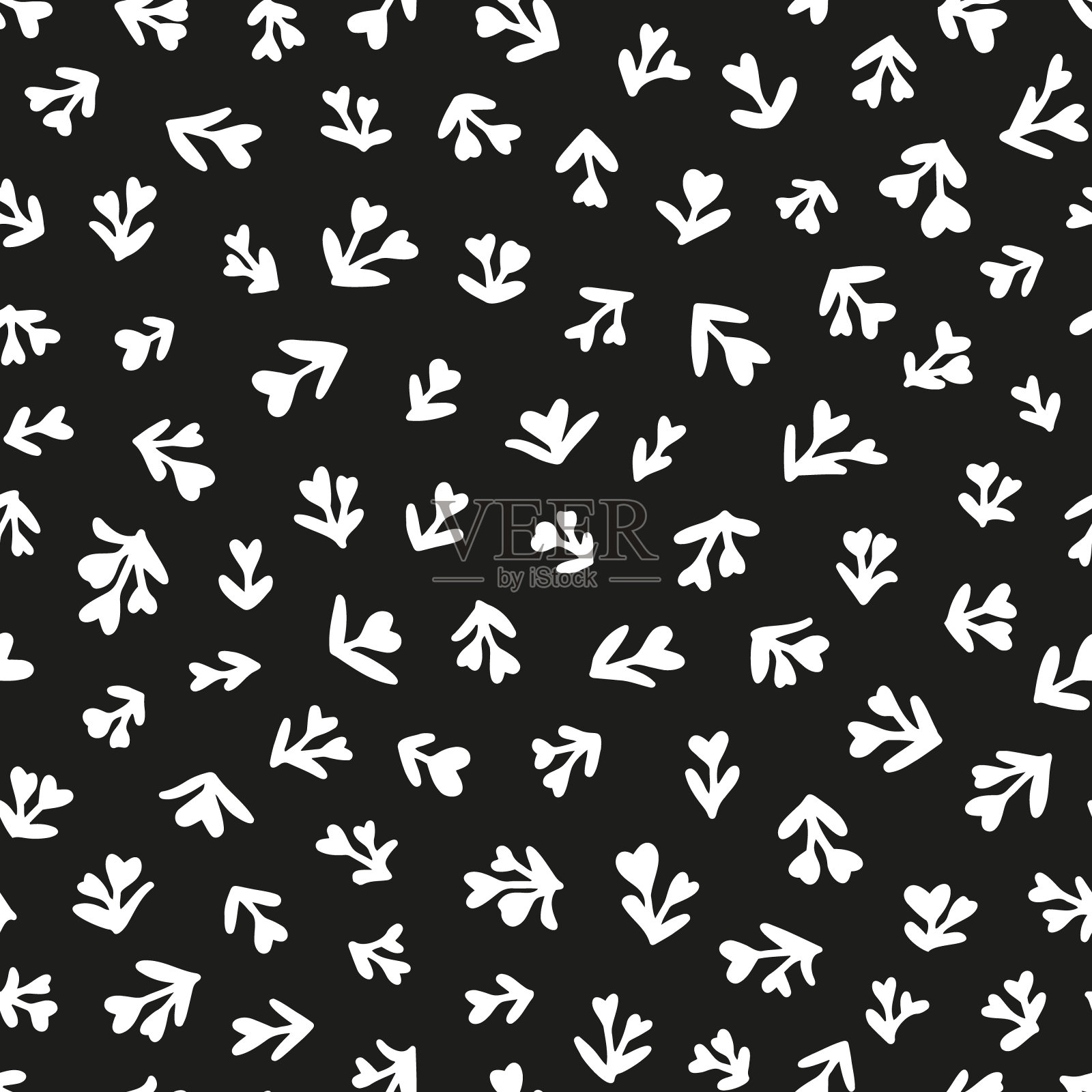 可爱的心形小花无缝重复图案。插画图片素材