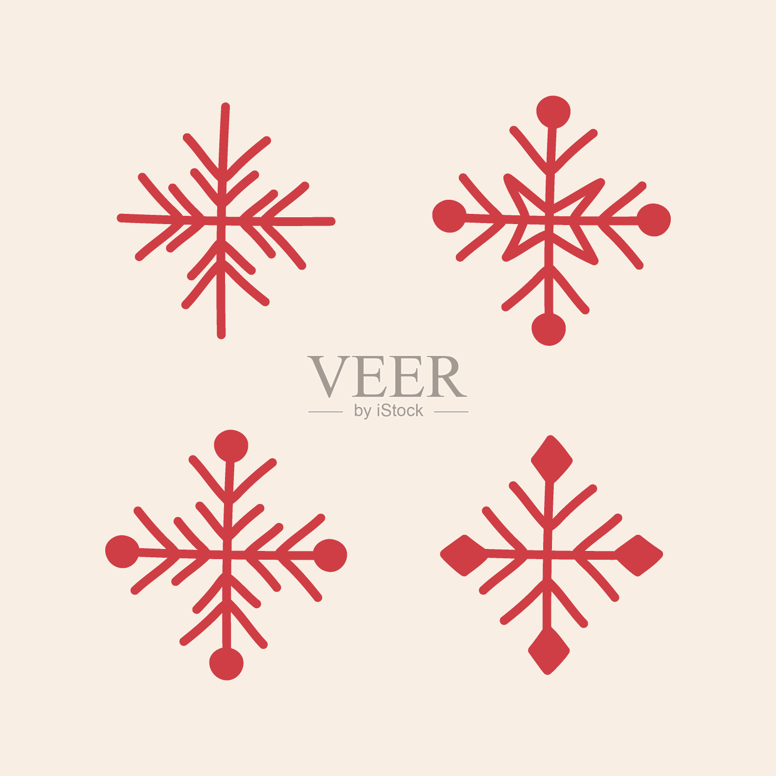 一套圣诞雪花。向量插画图片素材