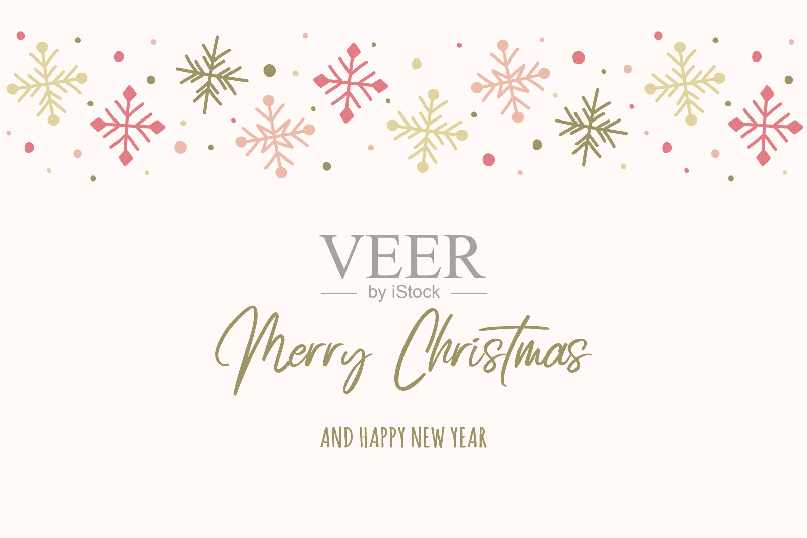 圣诞贺卡上有雪花和祝福。向量插画图片素材