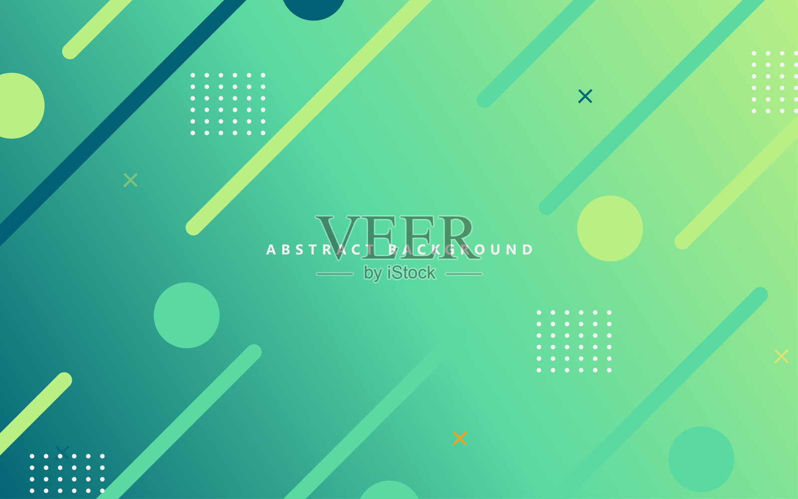 抽象绿色和黄色的颜色梯度纹理背景。多色构图与纸形状矢量图形元素设计插画图片素材