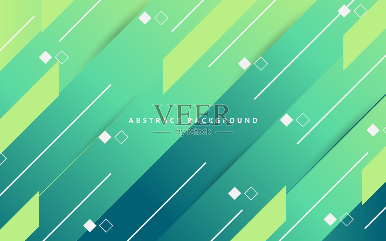 抽象绿色和黄色的颜色梯度纹理背景。多色构图与纸形状矢量图形元素设计插画图片素材