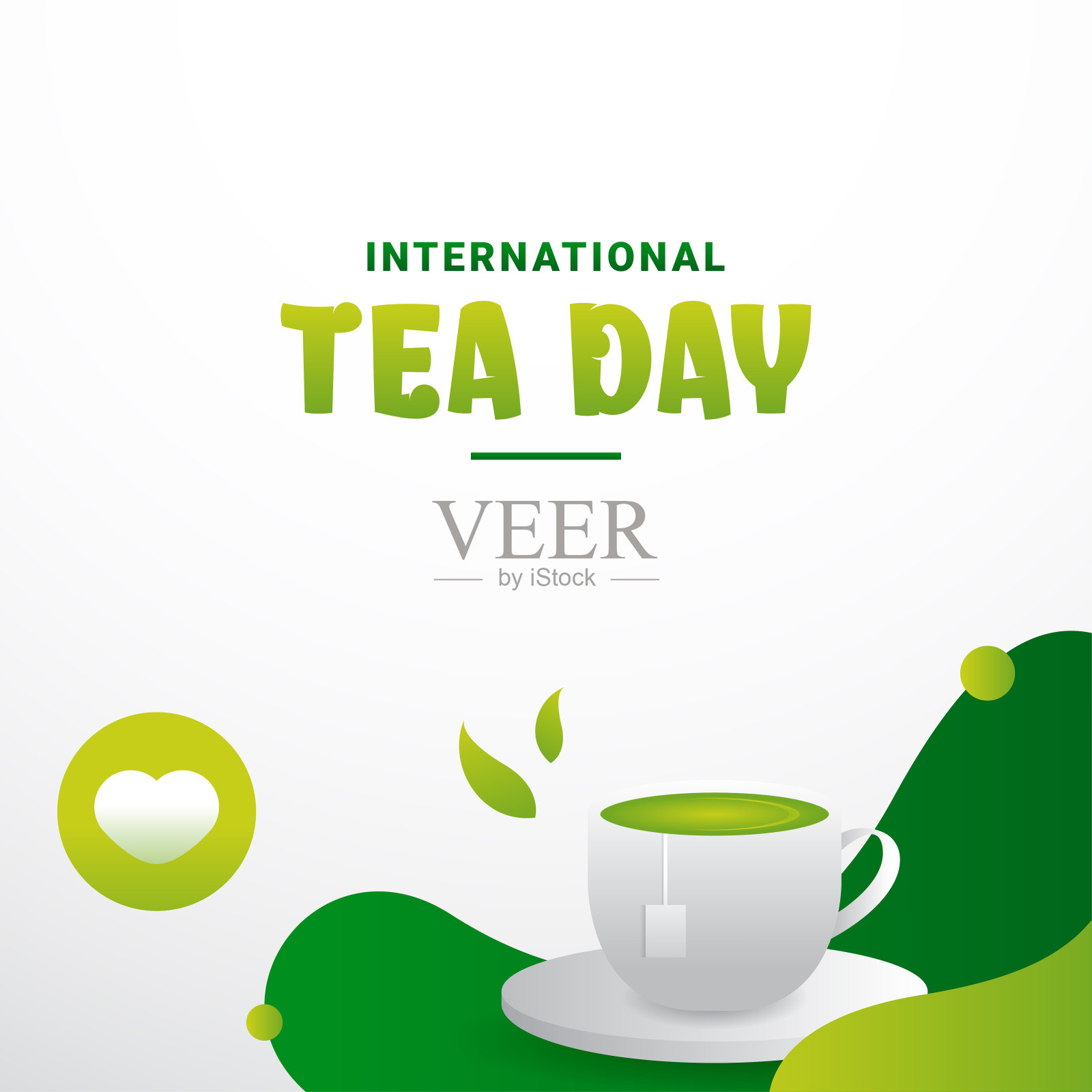 世界茶日问候时刻设计背景。国际茶日插画图片素材