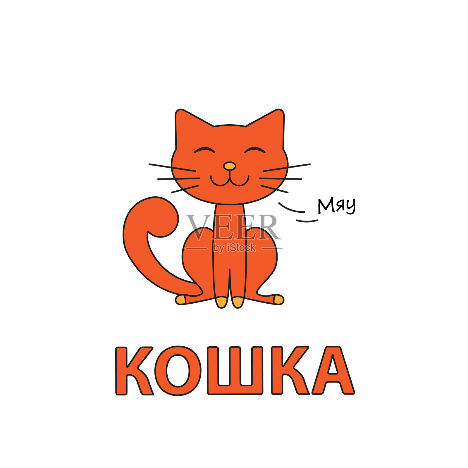 卡通猫儿童抽认卡插画图片素材