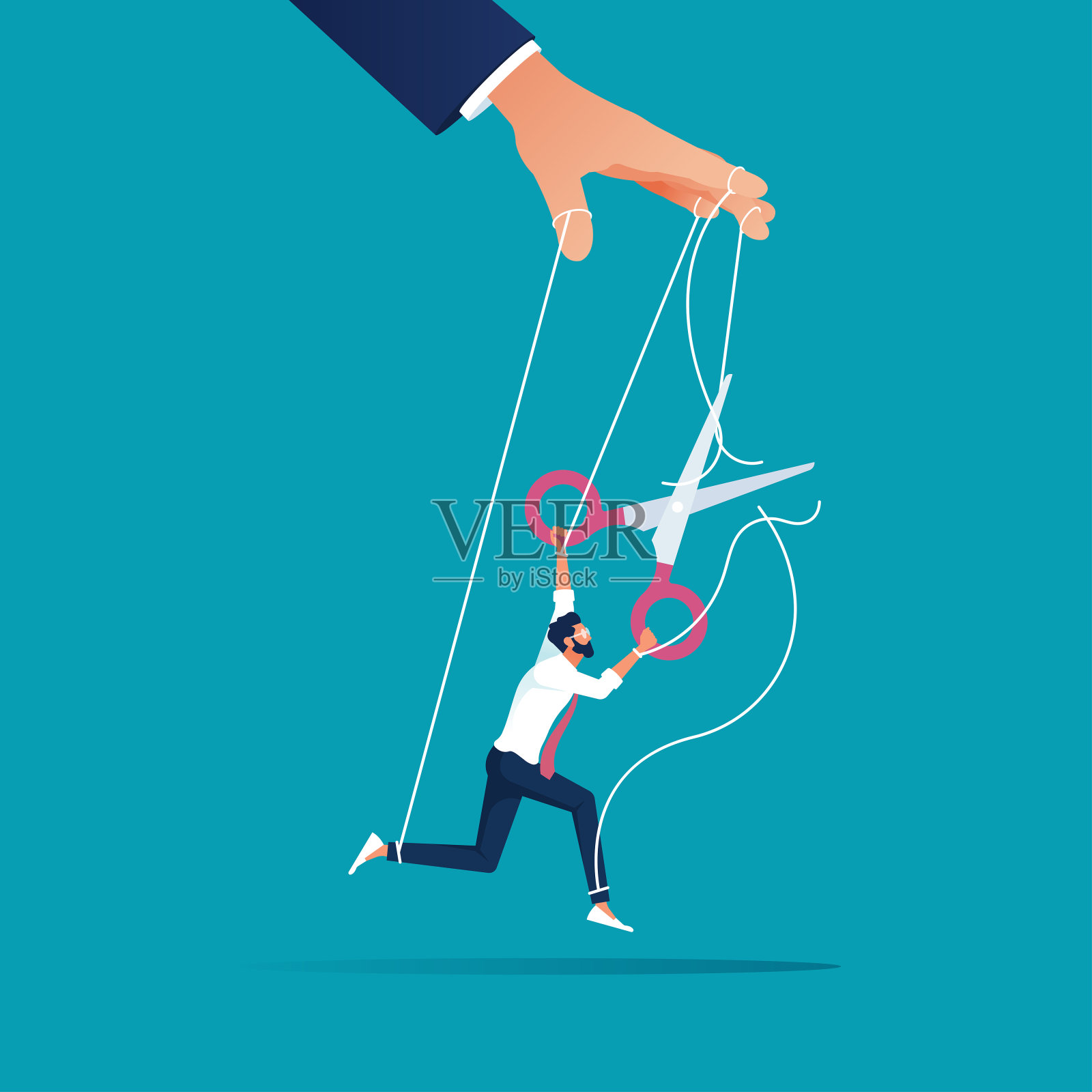 工作的自由或逃离控制观念插画图片素材