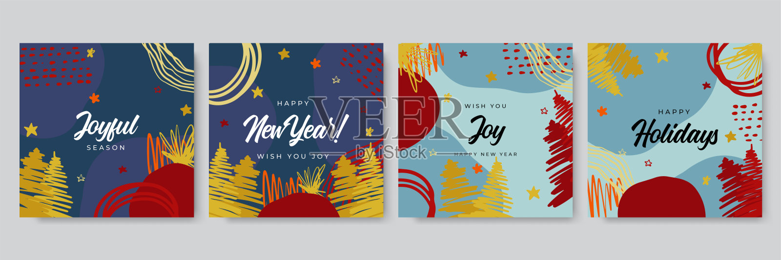 圣诞贺卡快乐。时尚抽象广场冬季假期艺术模板。新年新季贺卡。适合社交媒体发布，移动应用，横幅设计和网页/互联网广告设计模板素材