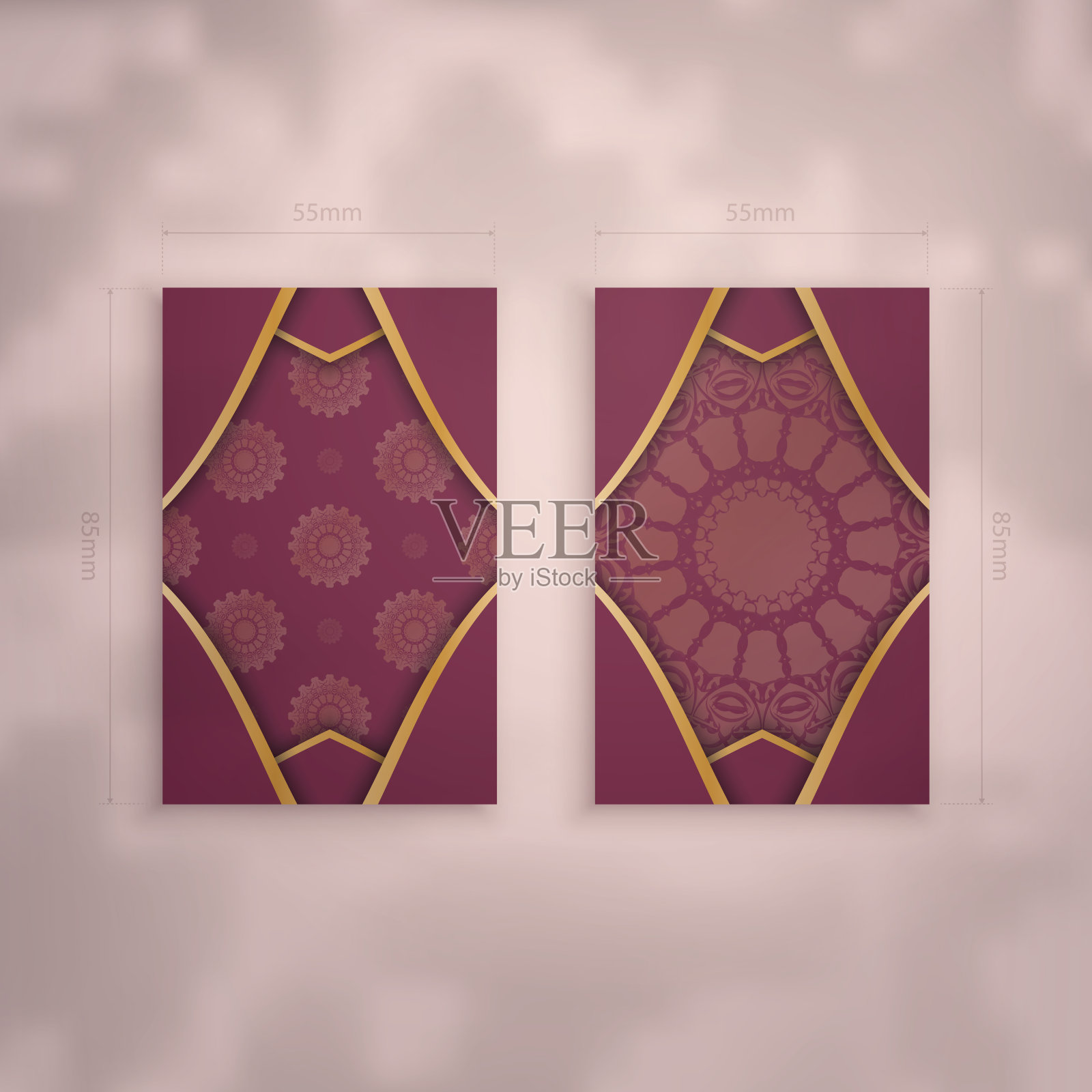 勃艮第名片与希腊黄金装饰为您的联系人。插画图片素材