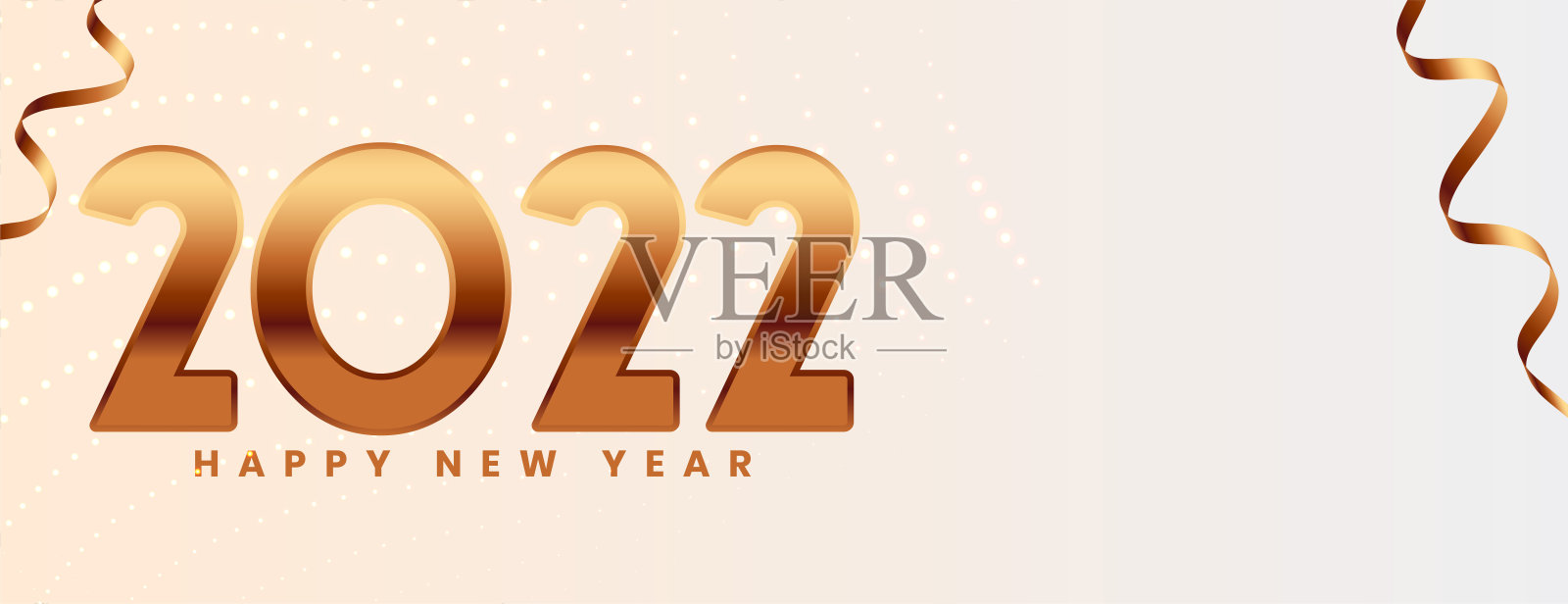 2022年新年快乐庆祝金旗彩带插画图片素材