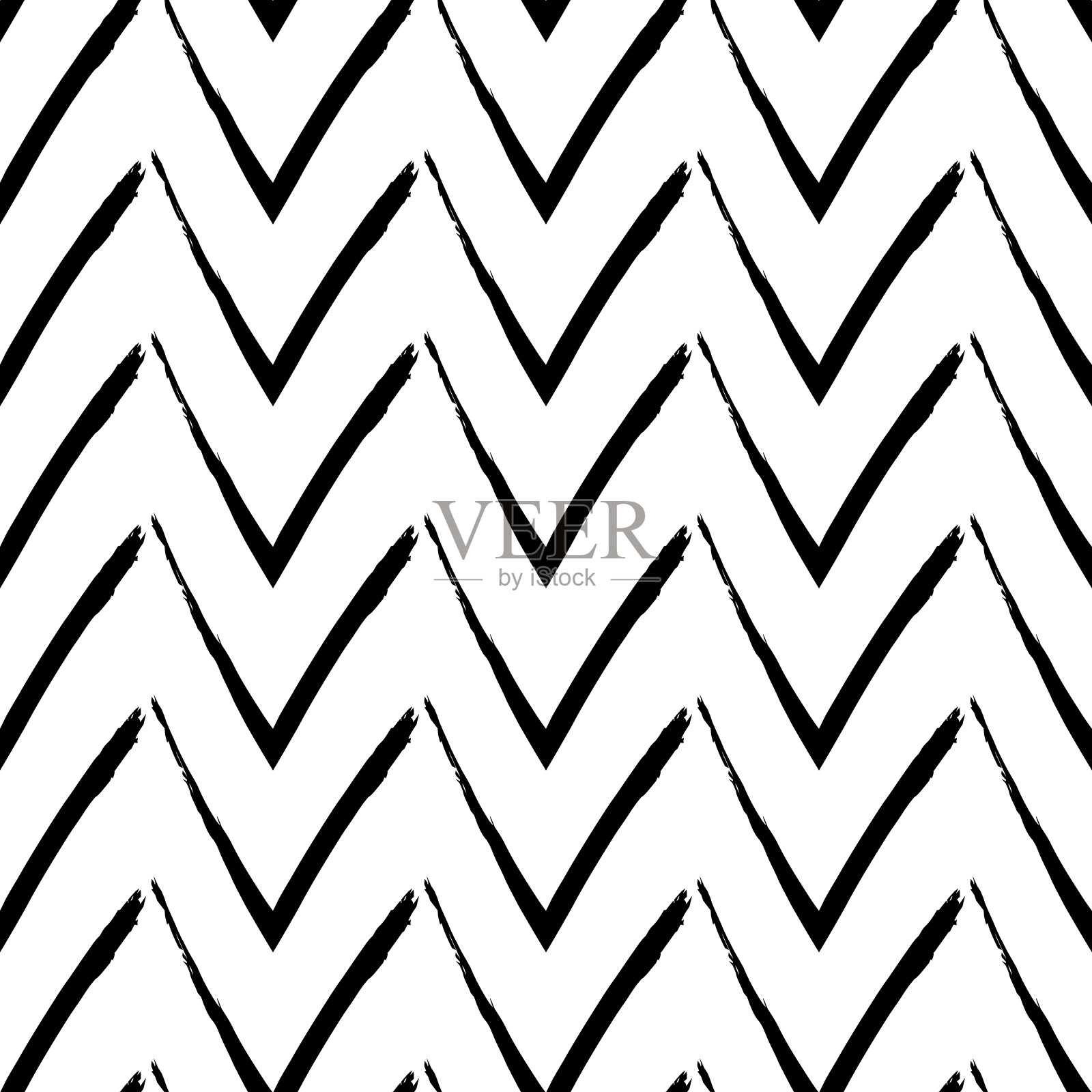 笔触无缝的图案。徒手水平之字形条纹。重复的人字形背景线。枯燥乏味的几何插画图片素材