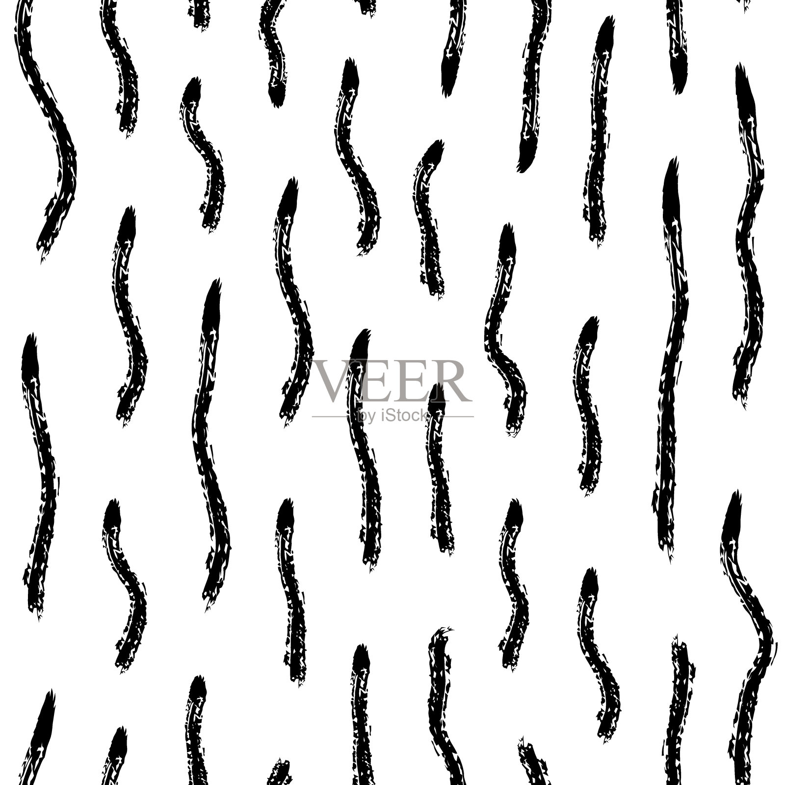 笔触图案几何打印。油漆刷涂无缝图案。写意的垃圾设计背景。时尚的手绘现代简单的地理装饰插画图片素材