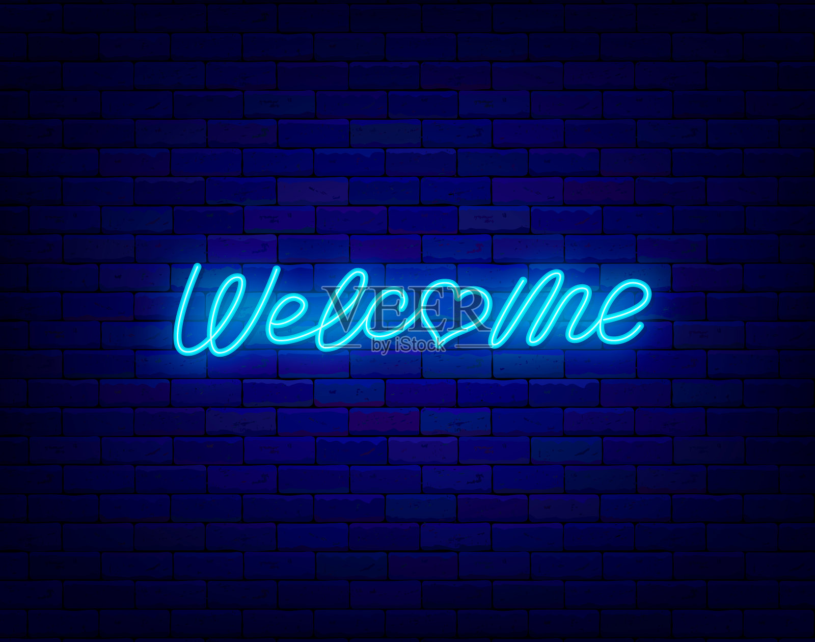 欢迎氖刻字。贺卡和请柬。情人节海报。分离矢量图例插画图片素材