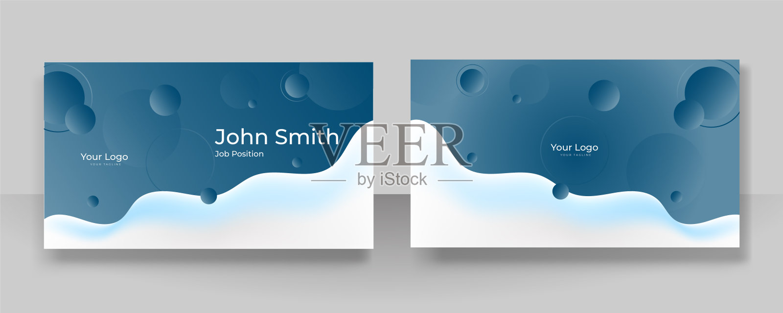 现代简约蓝色科技名片设计模板。现代名片-创意和干净的名片模板。设计模板素材