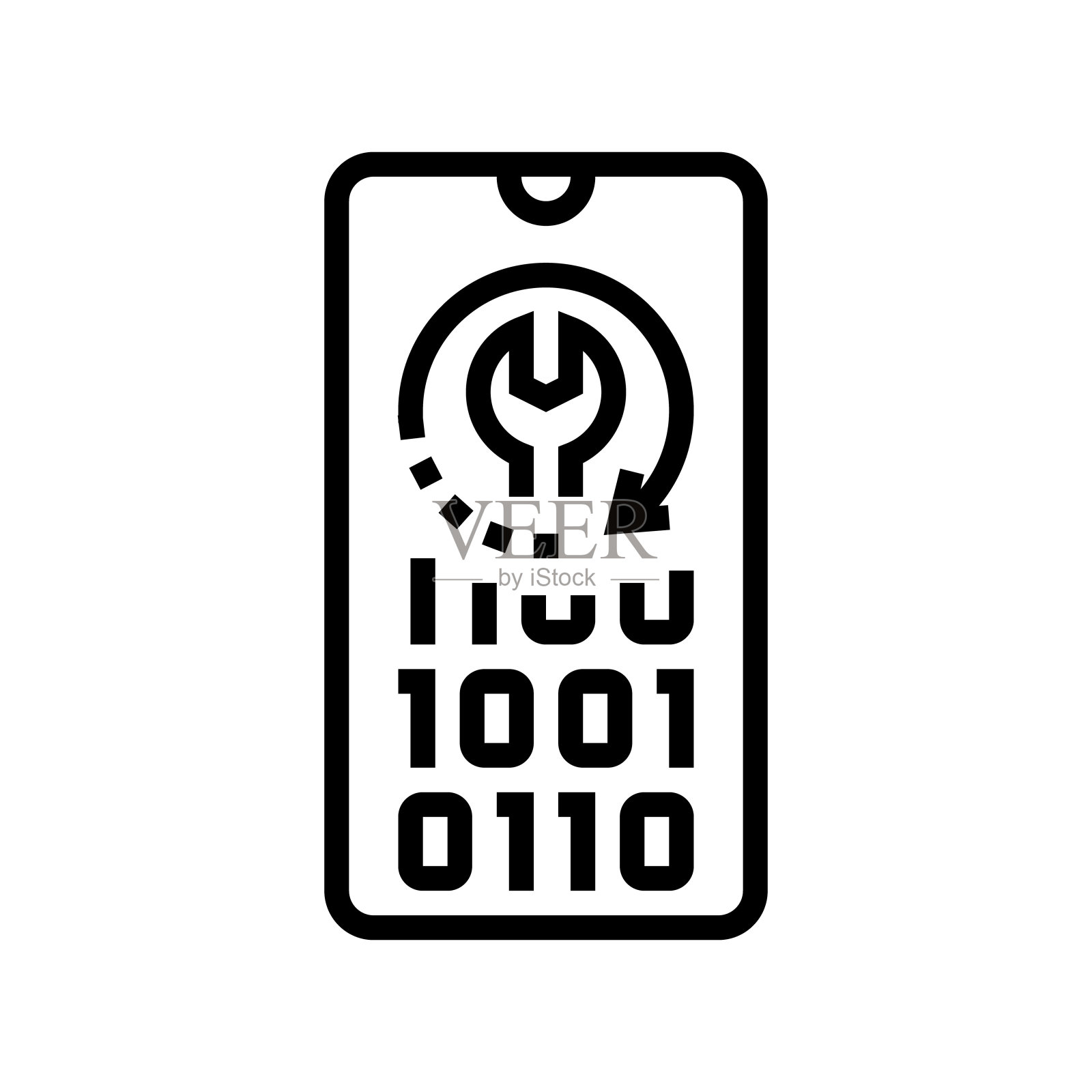 手机数据恢复线图标矢量插图插画图片素材