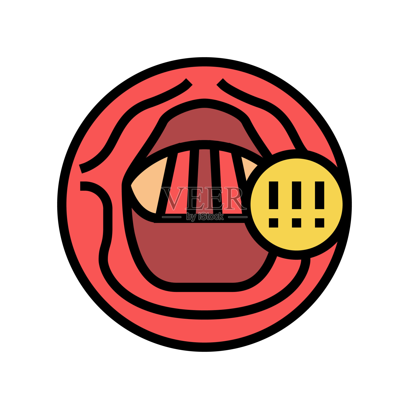 声音嘶哑健康问题颜色图标矢量插图插画图片素材