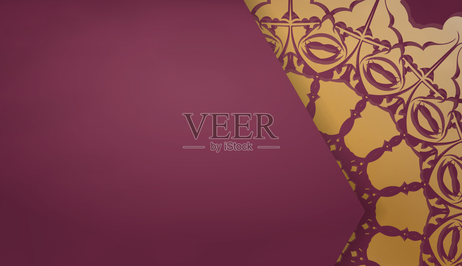 标志下的设计用紫红色带有抽象金色装饰的横幅插画图片素材