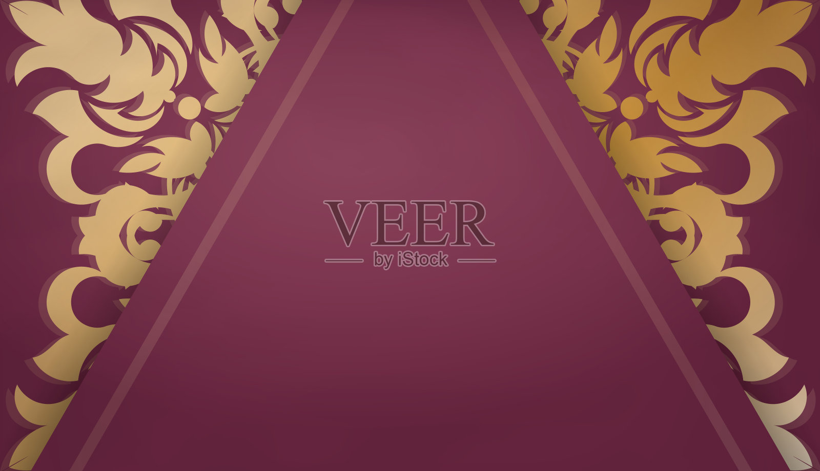 酒红色的横幅，带有抽象的金色装饰，用于logo或文字下方的设计插画图片素材