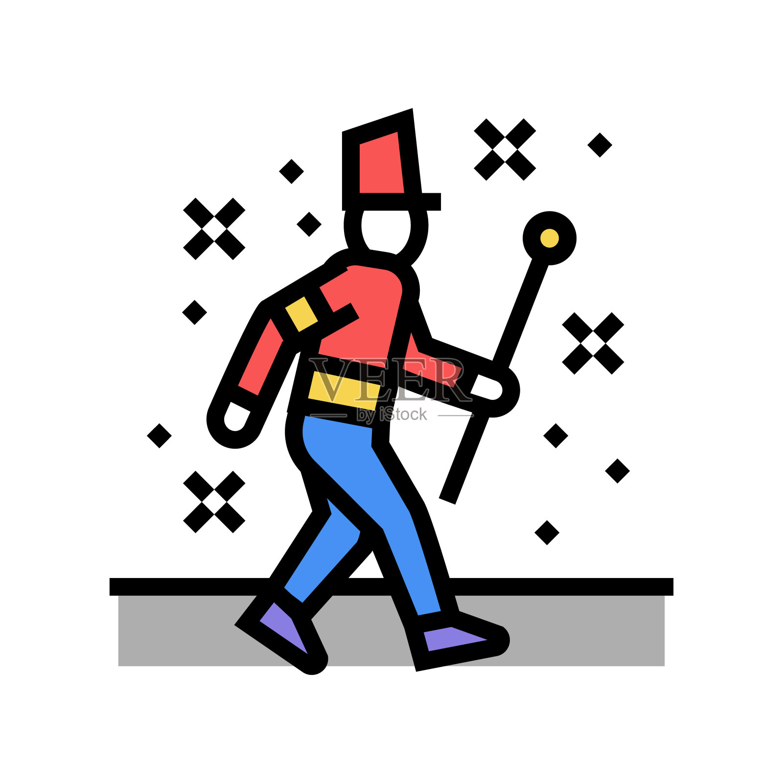 游行管理器颜色图标矢量插图插画图片素材