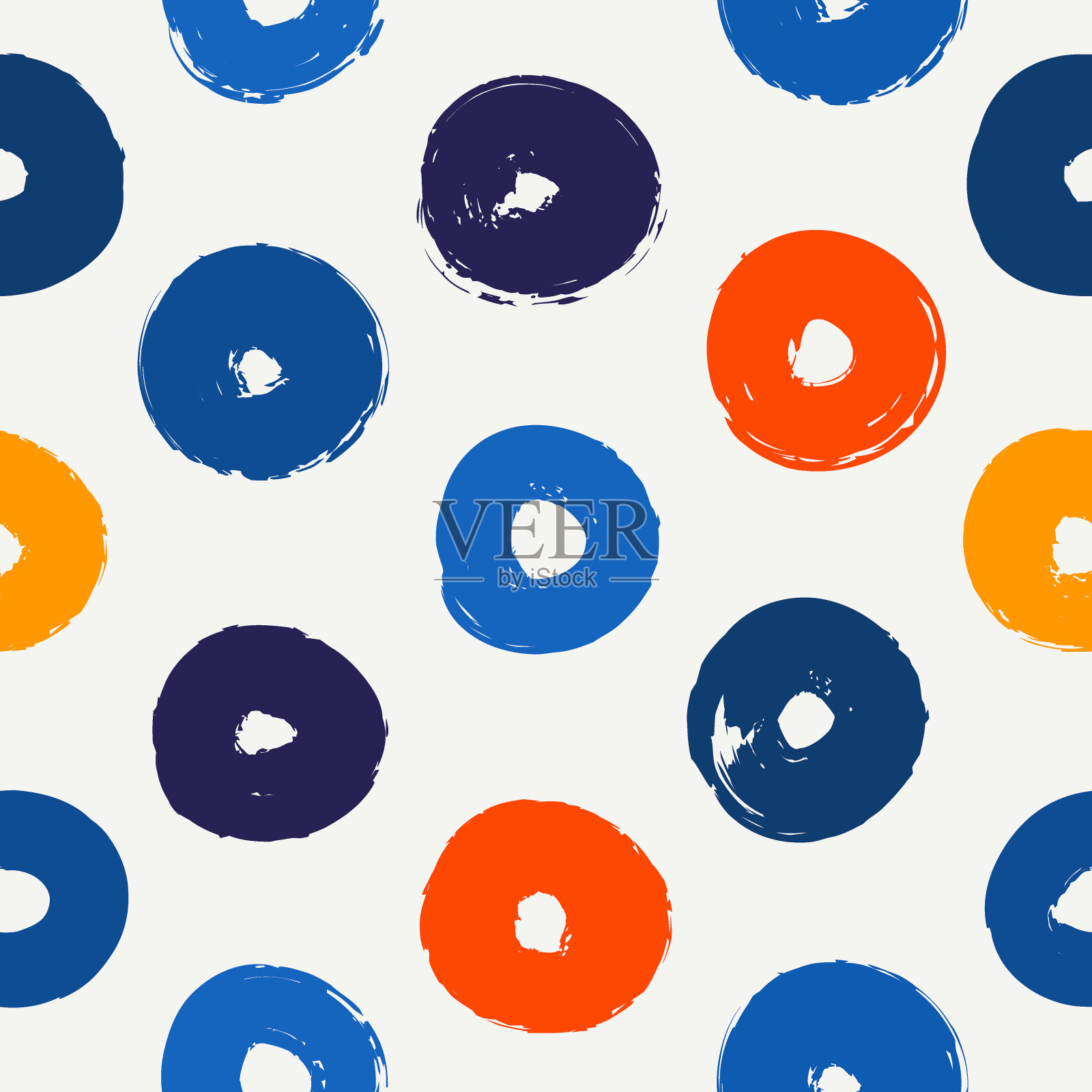 圆点漆刷无缝图案。写意的垃圾设计背景。圆装饰。Handdrawn几何印刷插画图片素材