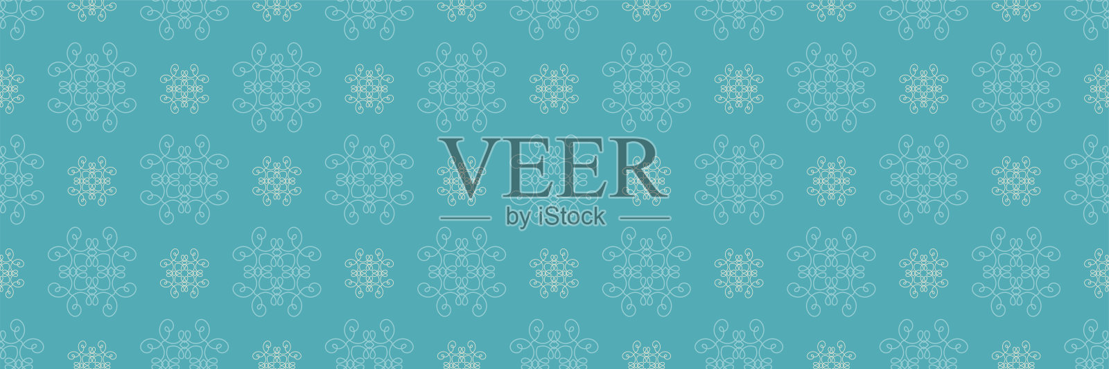 背景图像与装饰装饰在蓝色的绿色背景为您的设计项目，无缝模式，墙纸纹理与平面设计。矢量图插画图片素材