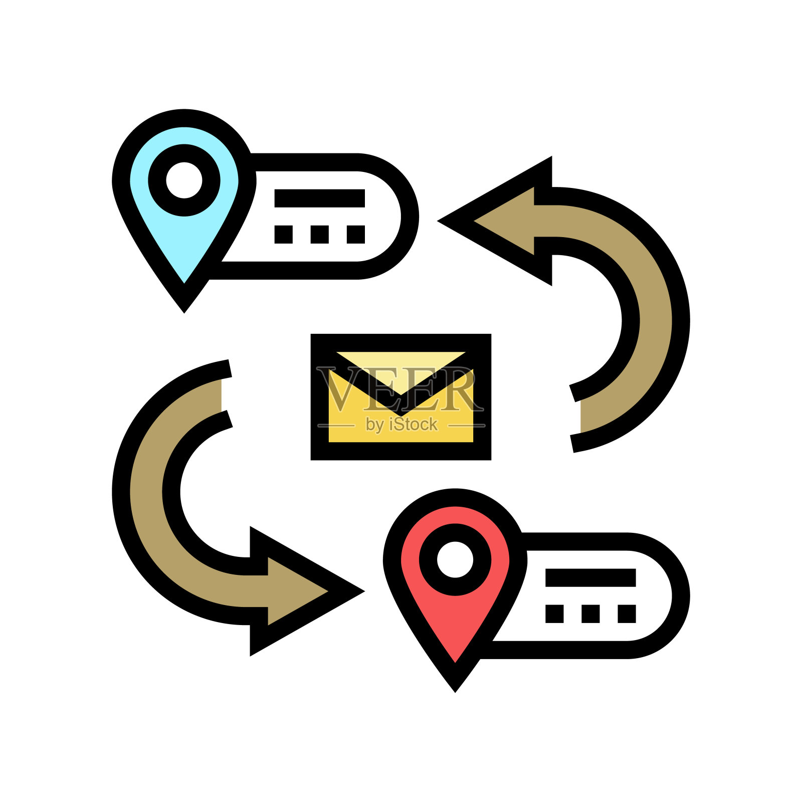 地址发送的信件颜色图标矢量插图图标素材