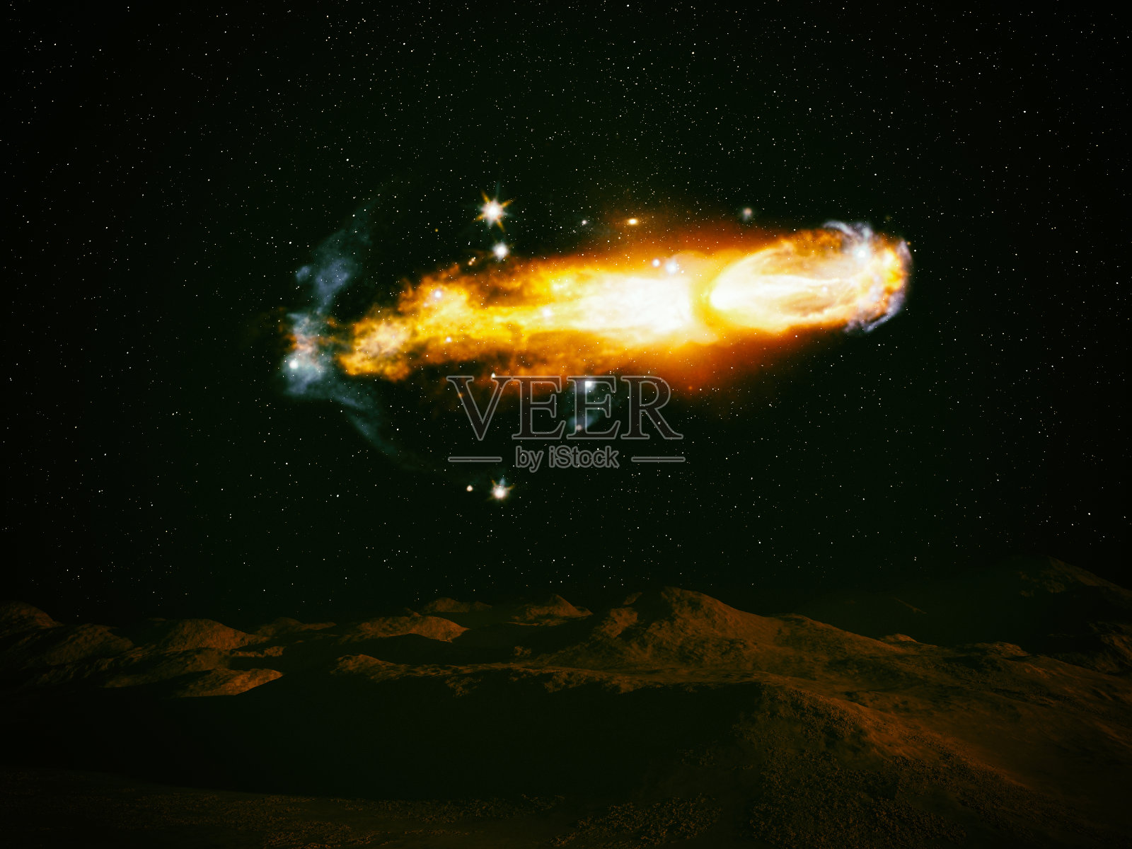 天空中有星星和星云。照片摄影图片