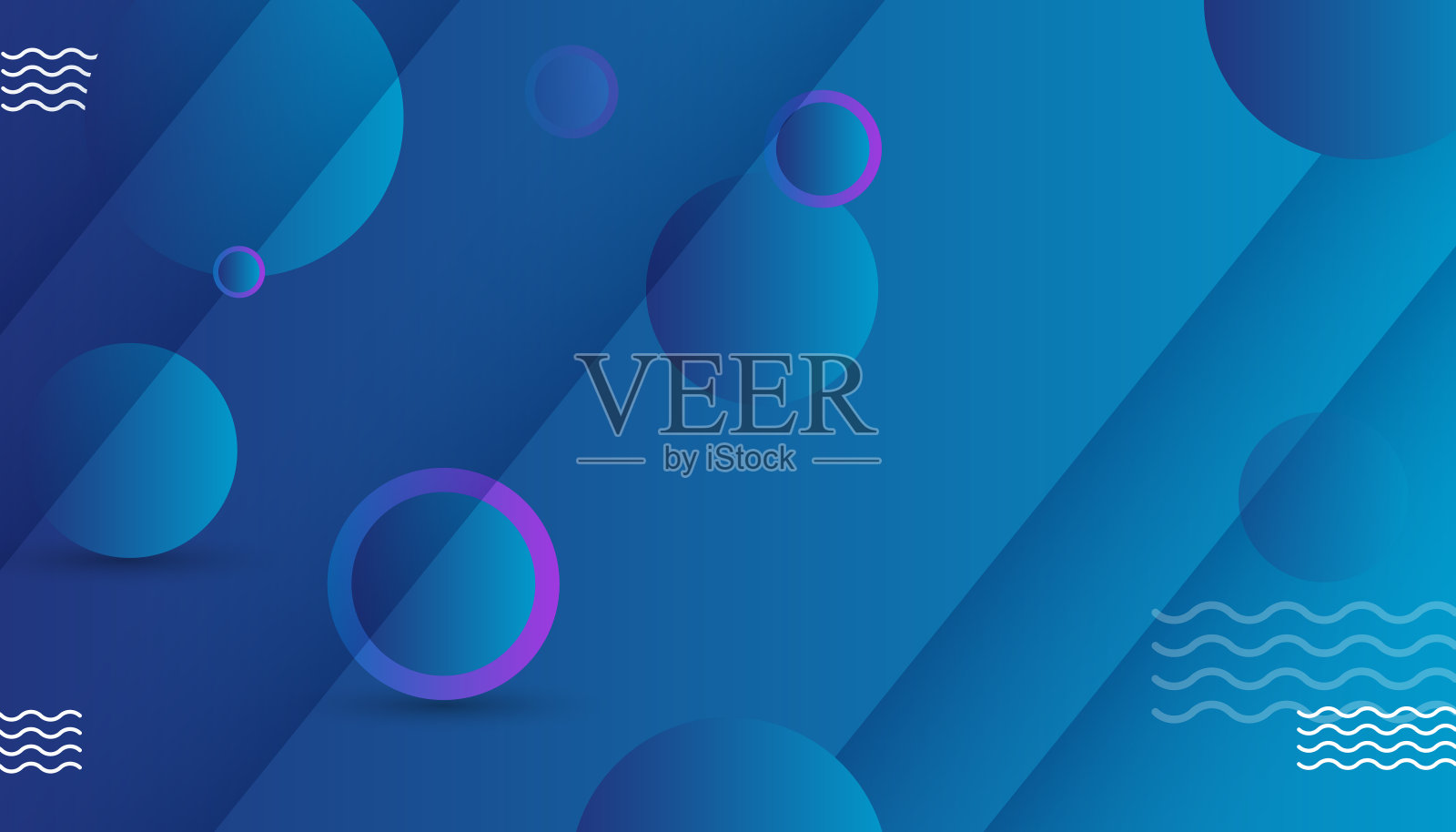 抽象蓝色背景与圆形形状插画图片素材