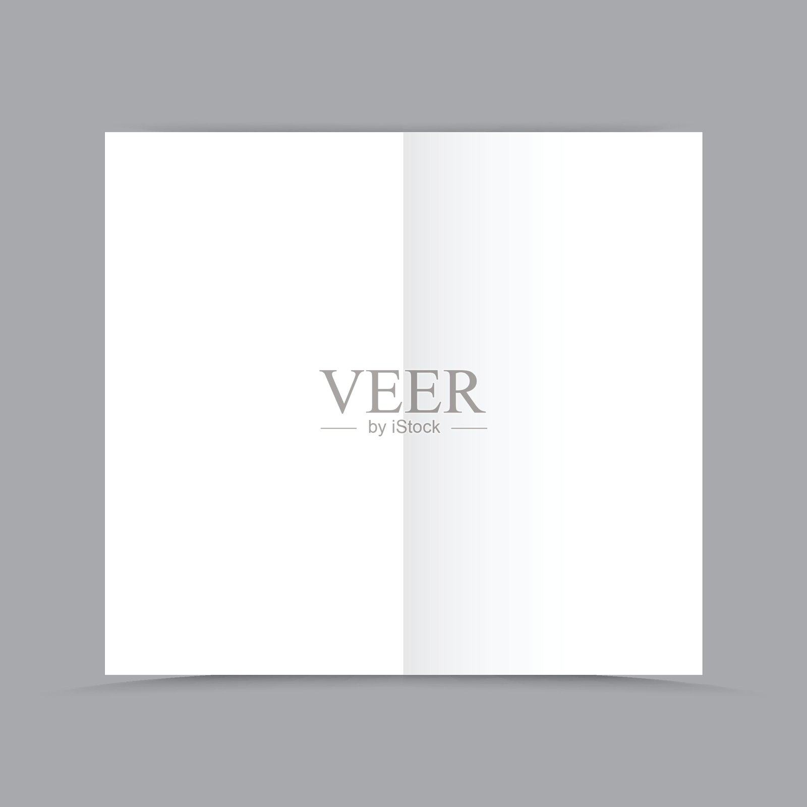 空白折叠传单白纸。向量写实打开的黑色小册子或杂志小册子或杂志。矢量插图。空白的正面视图中心页的速写簿或记事本模板设计模板素材