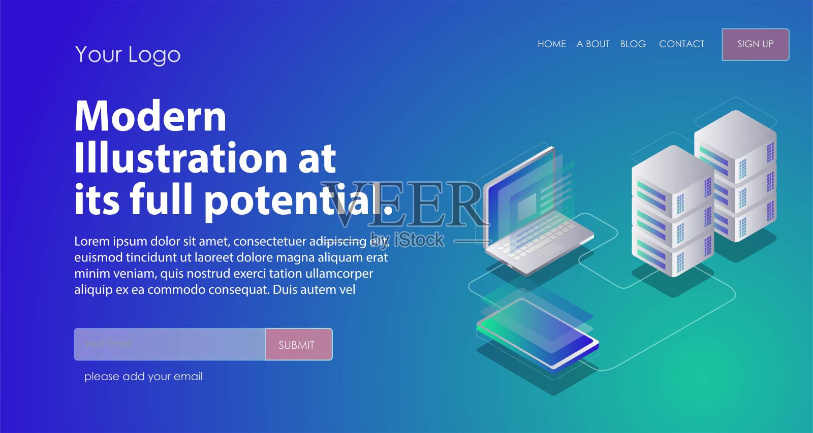 笔记本、智能手机和服务器插画图片素材