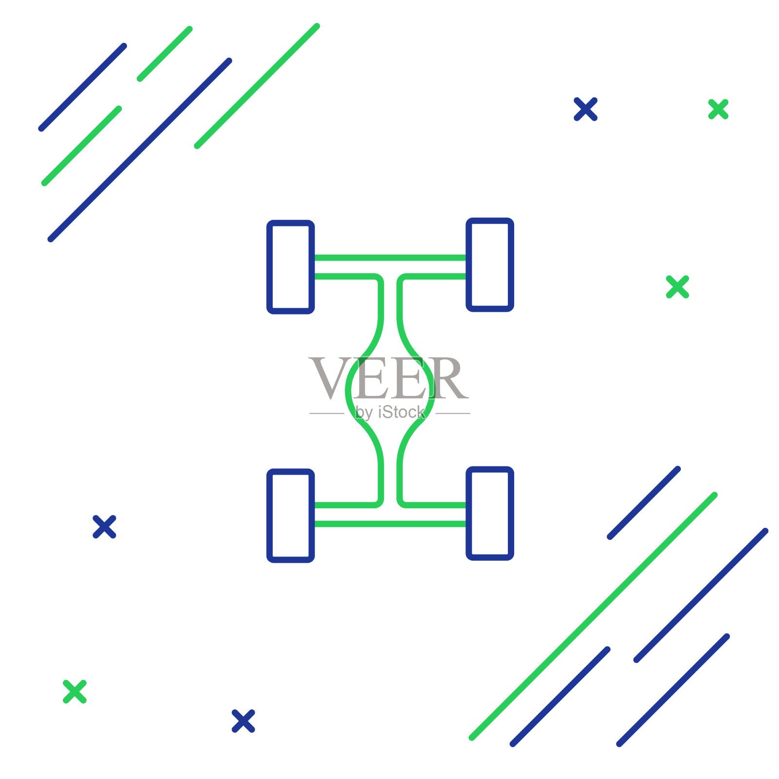 线底盘汽车图标隔离在白色背景插画图片素材