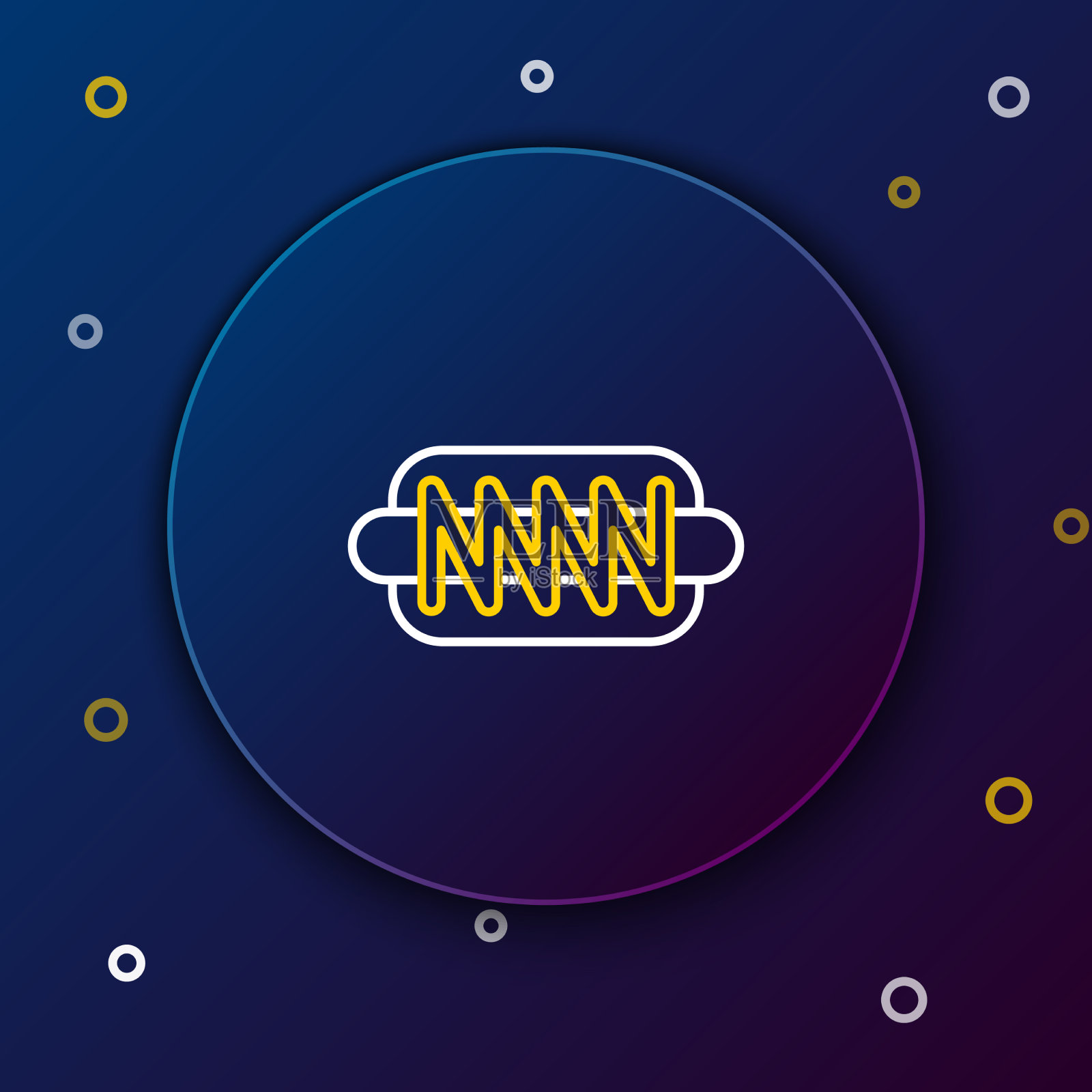 线热狗三明治图标孤立在蓝色插画图片素材