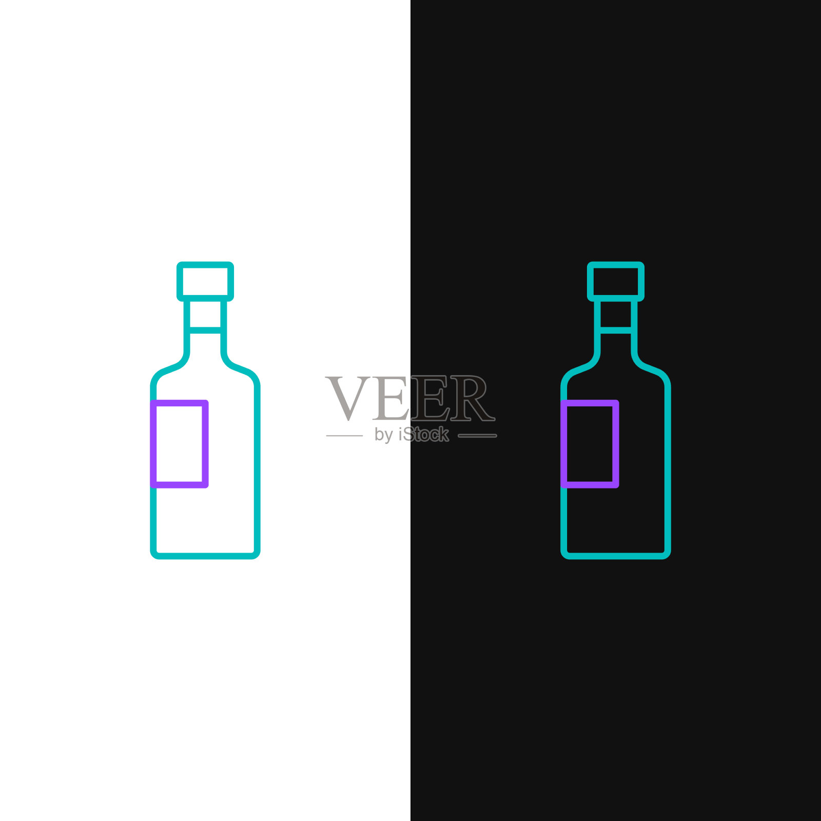 行酒瓶图标隔离在白色和黑色插画图片素材