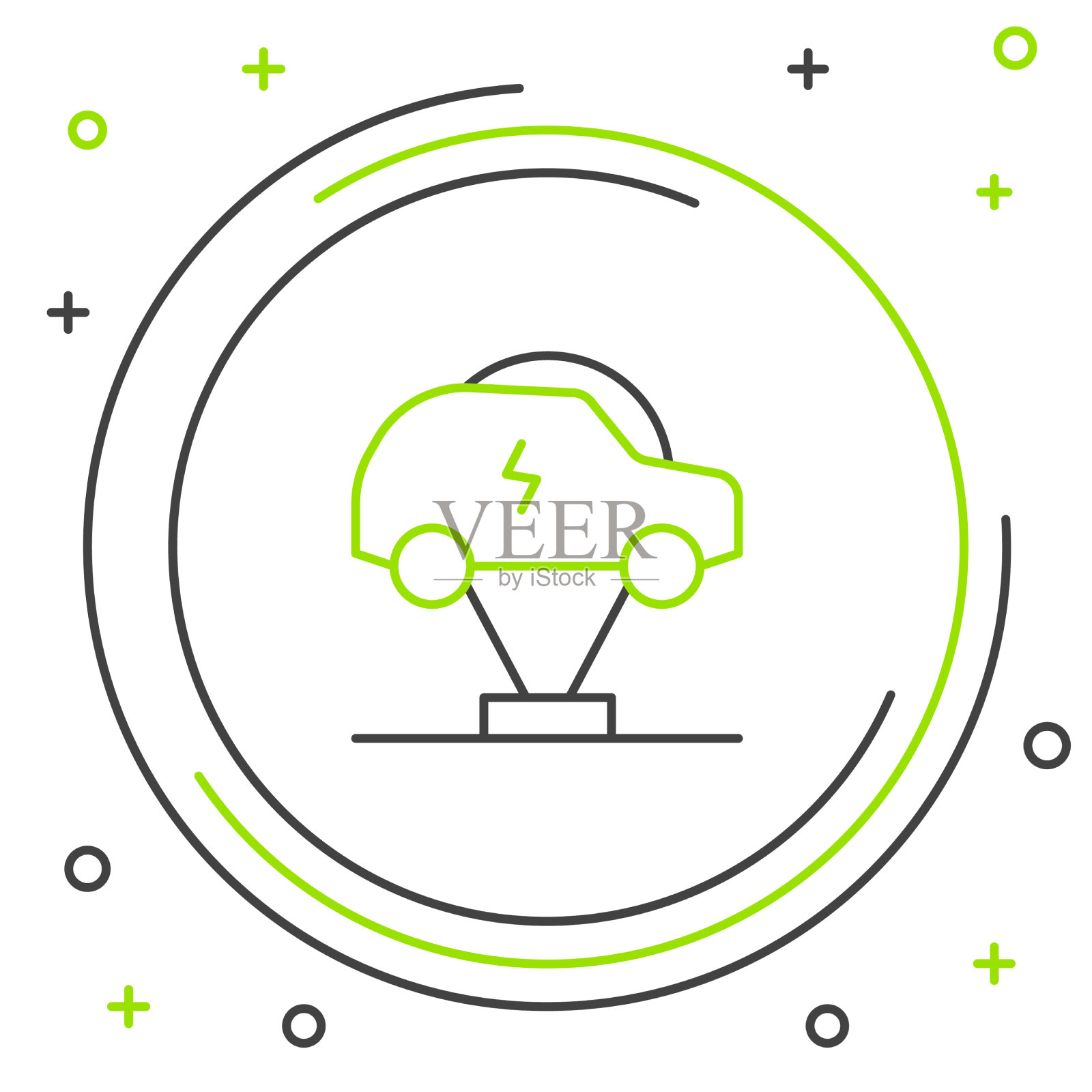 线路电动汽车和电缆插头插画图片素材