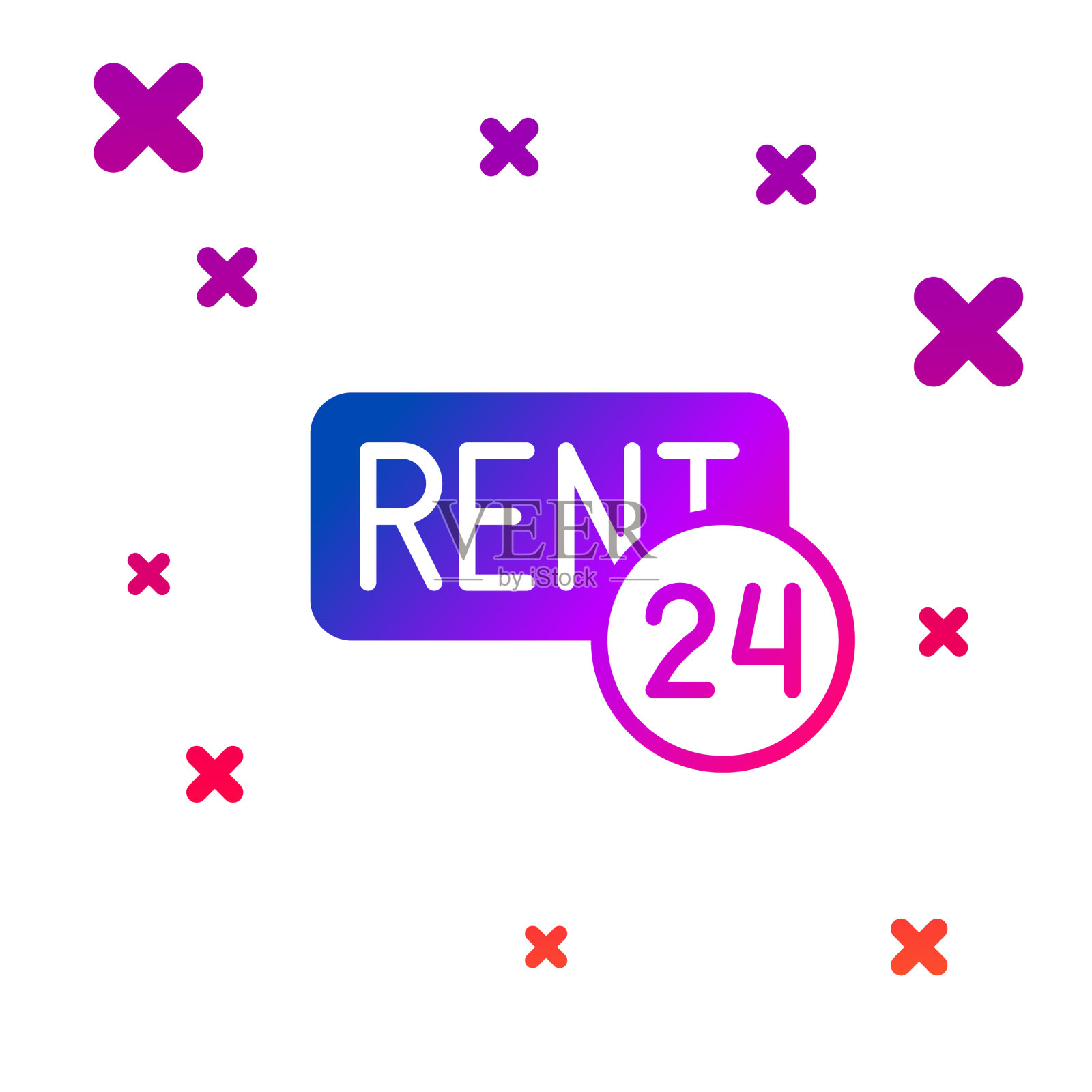 彩色悬挂标志与文字租赁图标隔离图标素材