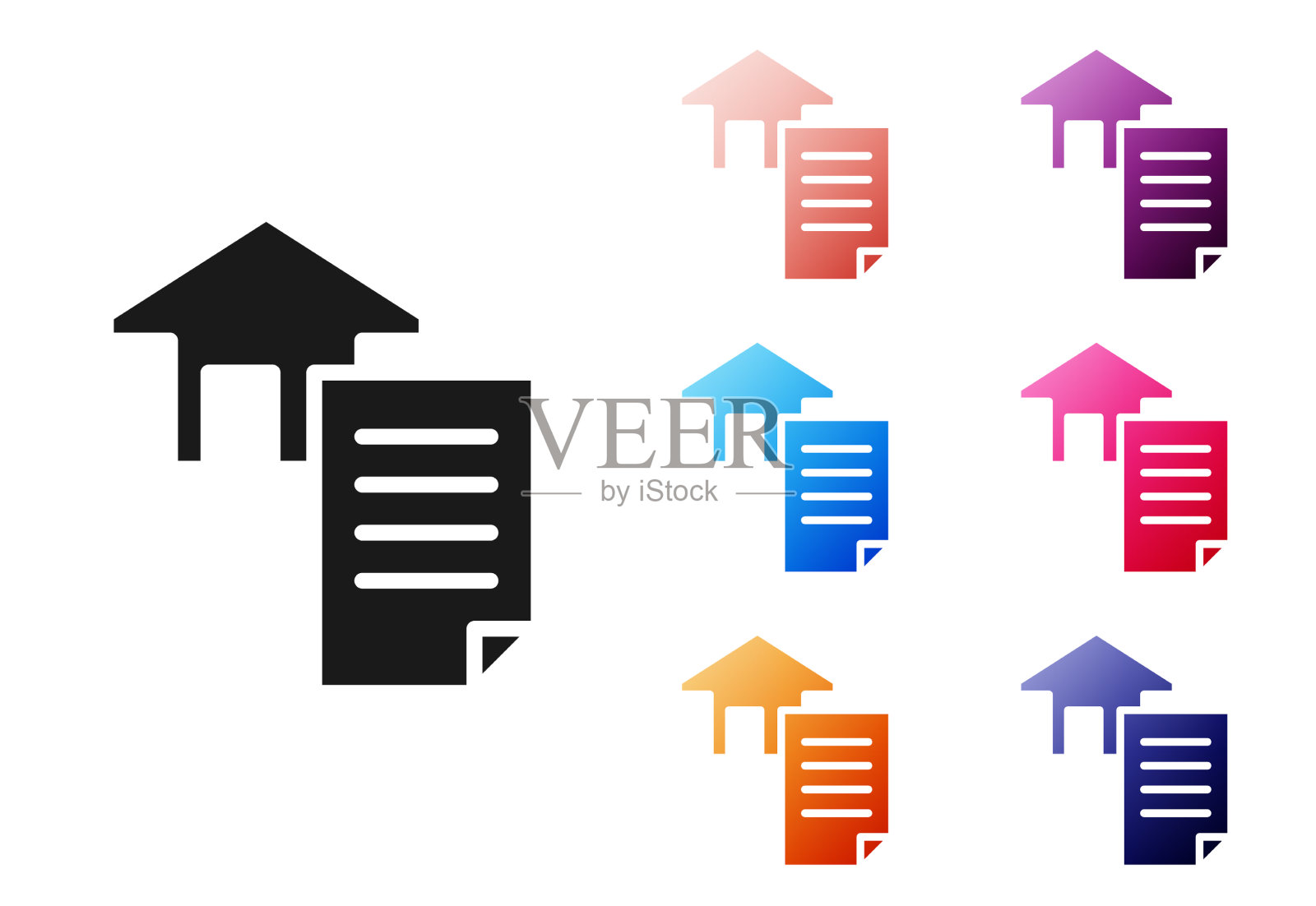 黑房子合同图标孤立在白色上图标素材