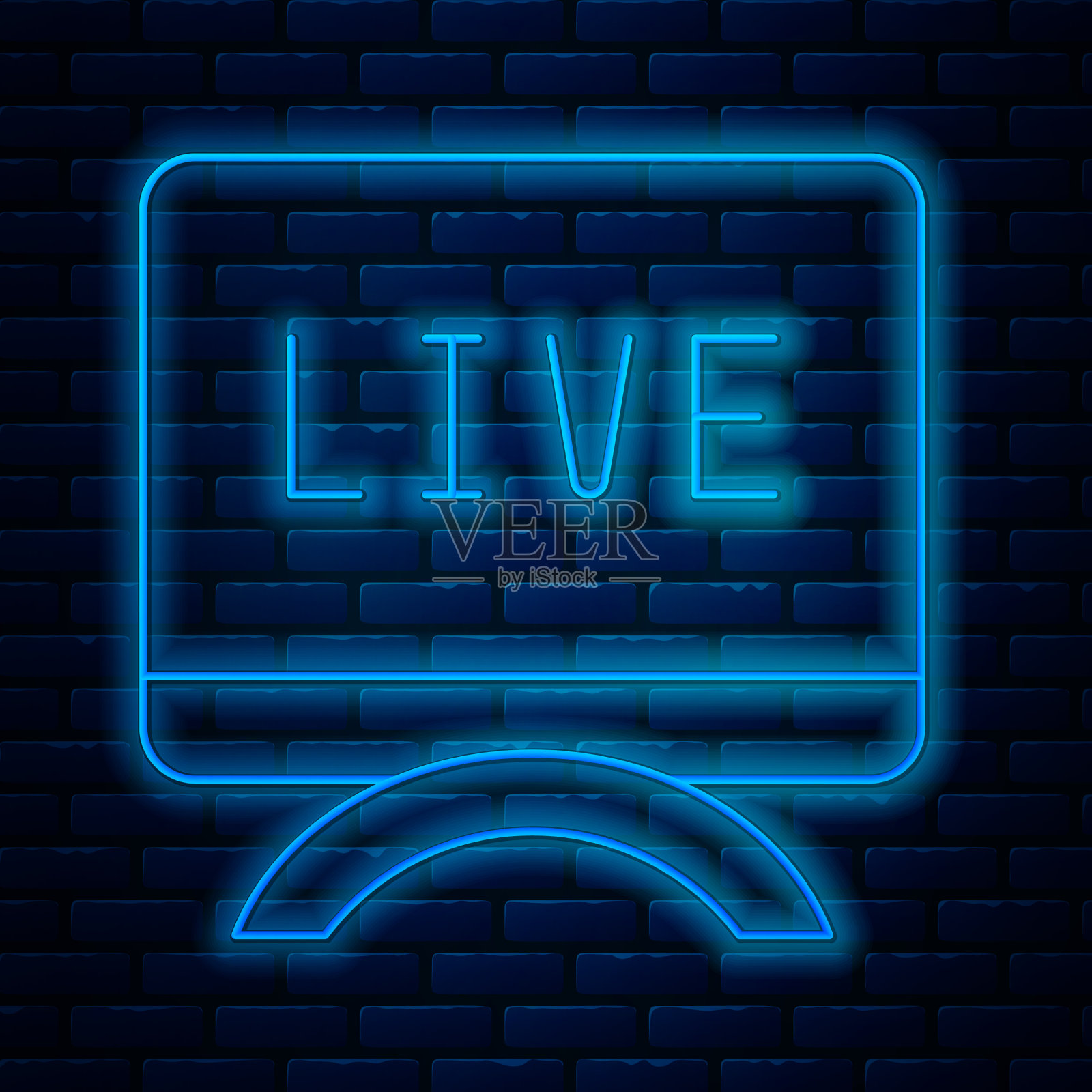 发光的霓虹灯线现场报告图标隔离插画图片素材