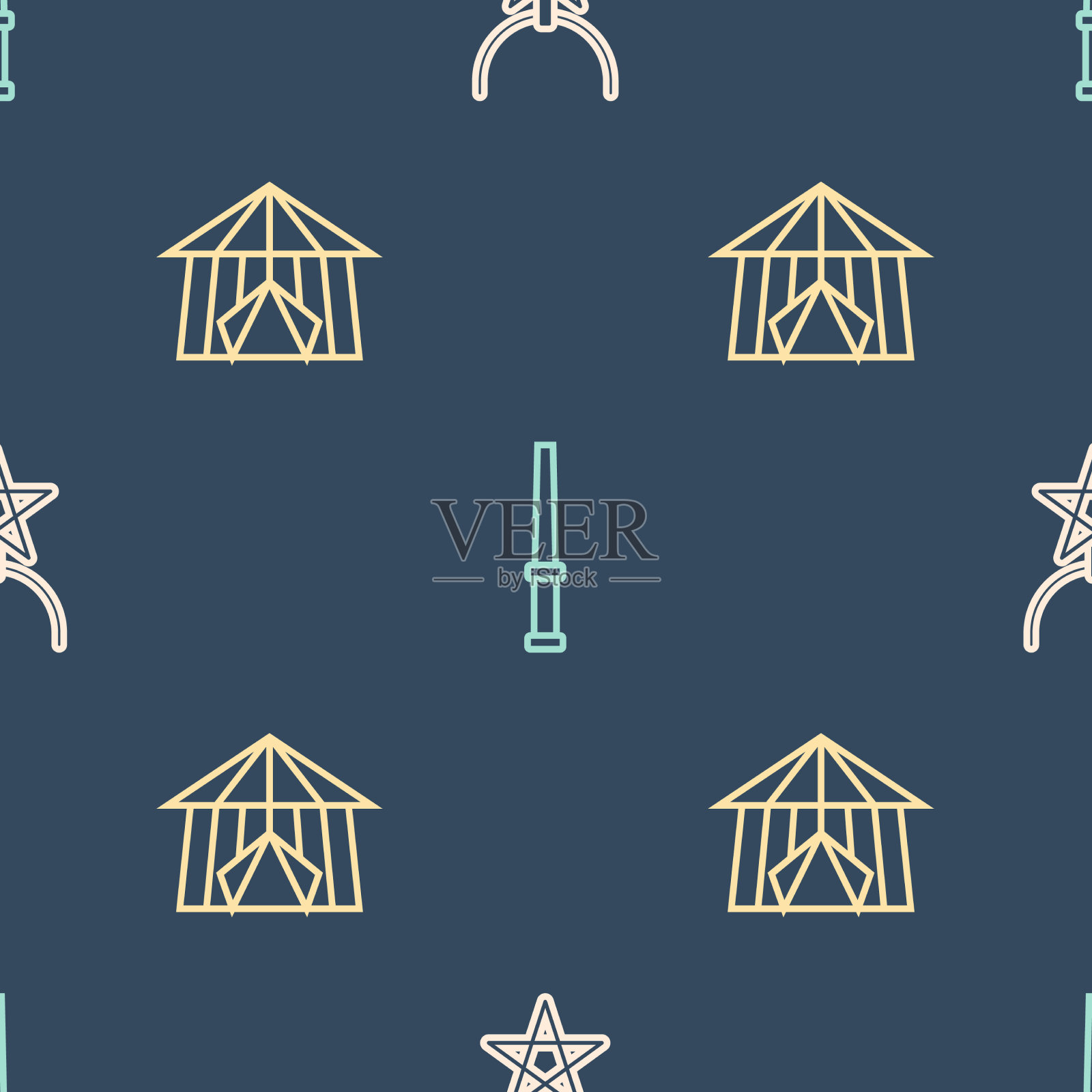 线五角星项链马戏团帐篷和图标素材