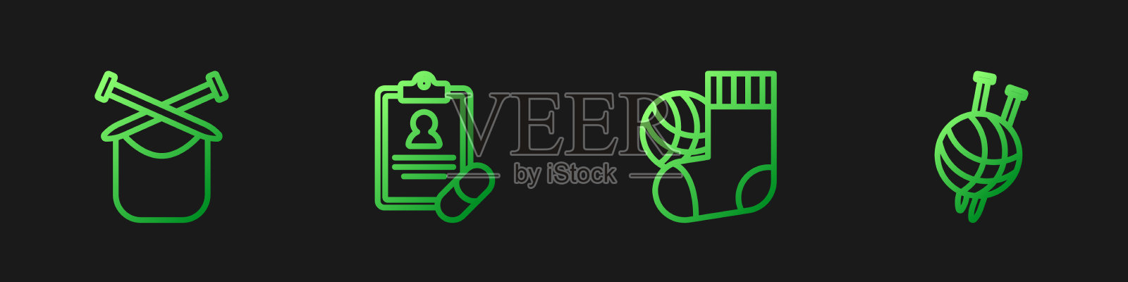 套线袜针织医生处方和图标素材