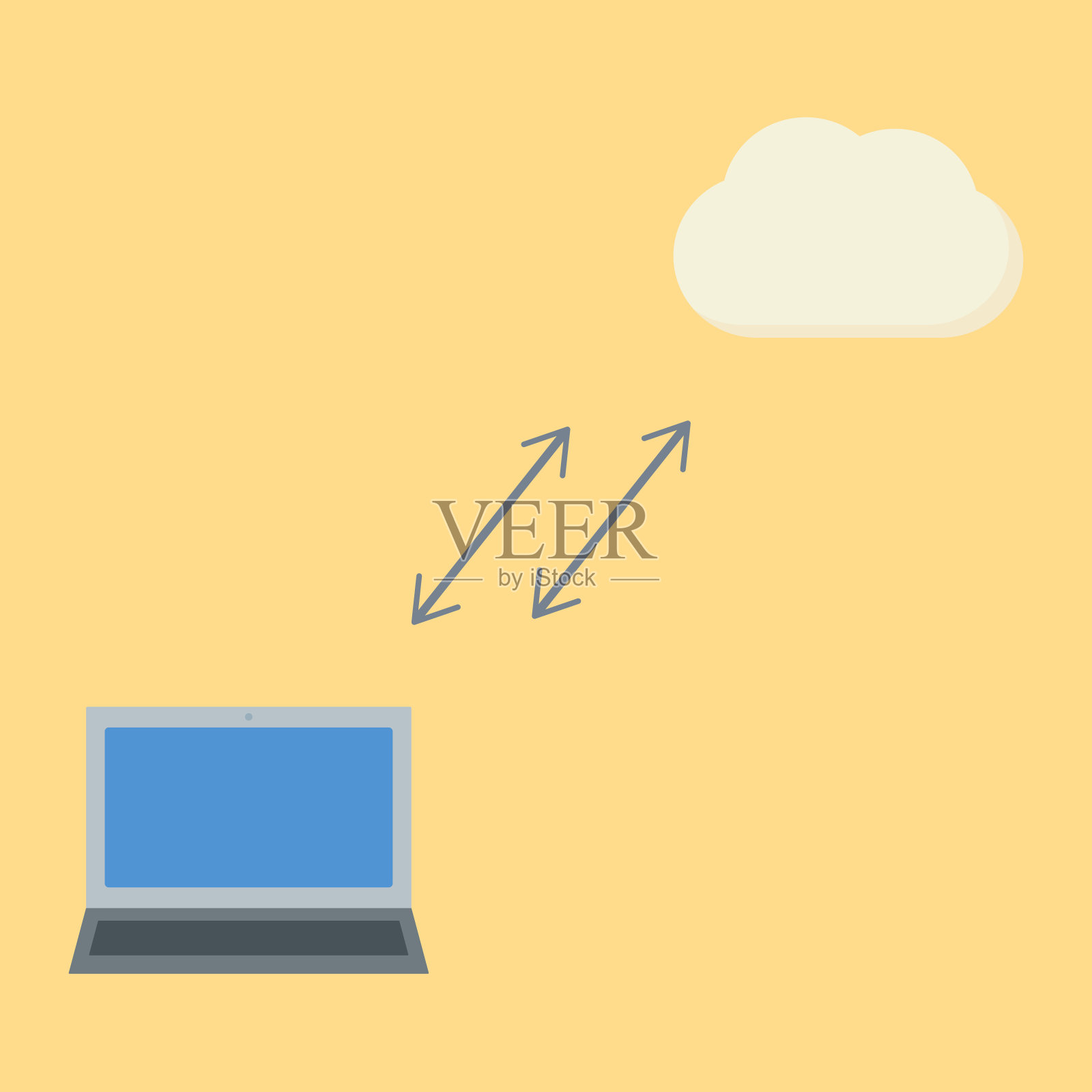 插图的一个简单和可爱的云服务插画图片素材